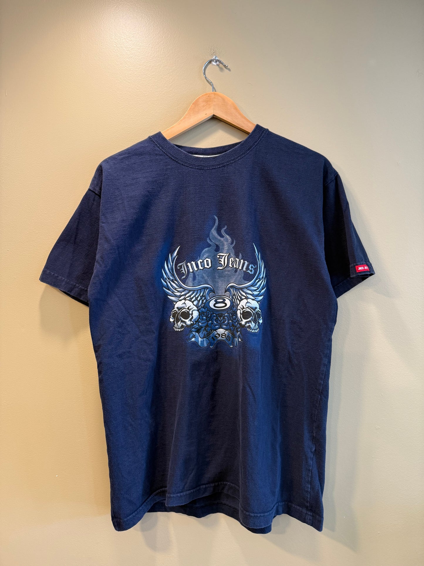 Vintage JNCO Blue Skull 8 Ball T-Shirt- L