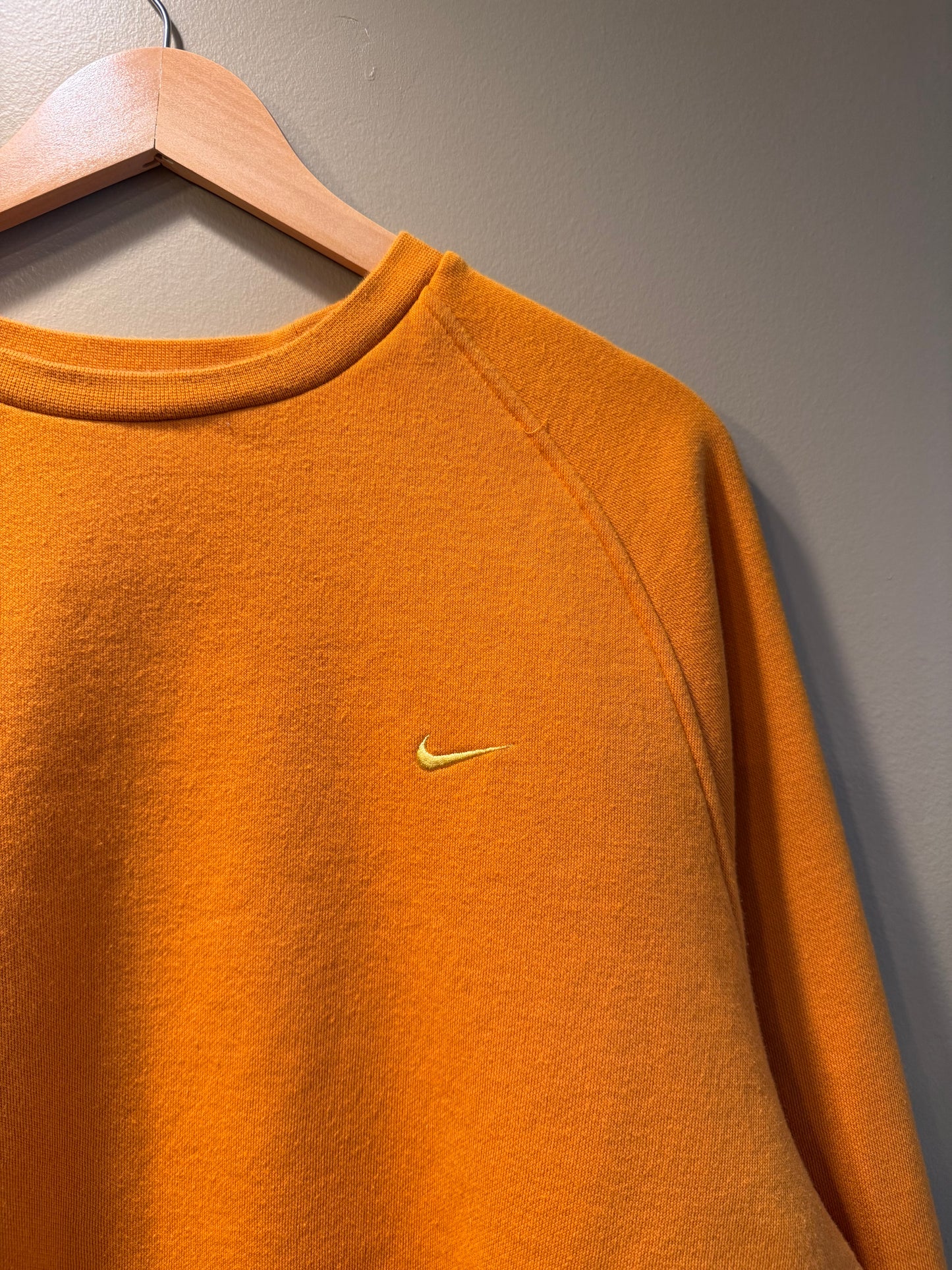 Vintage Y2K Nike Orange Embroidered Check Crewneck Sweatshirt- XL