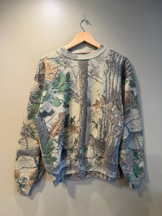 Vintage Jerzees Outdoors RealTree Camo Crewneck Sweatshirt- L