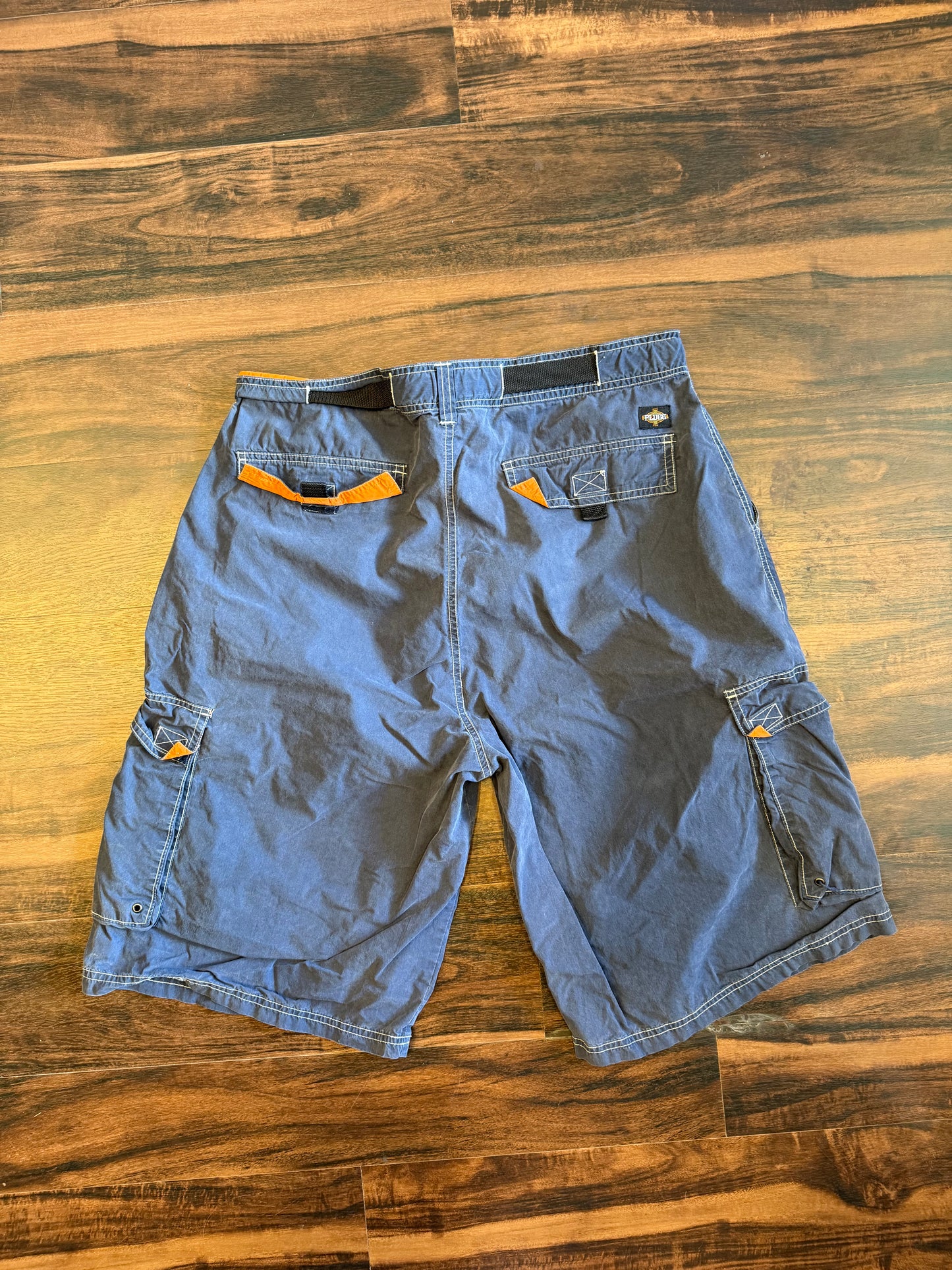 Vintage Plugg Navy Blue Cotton/Nylon Cargo Shorts- 36
