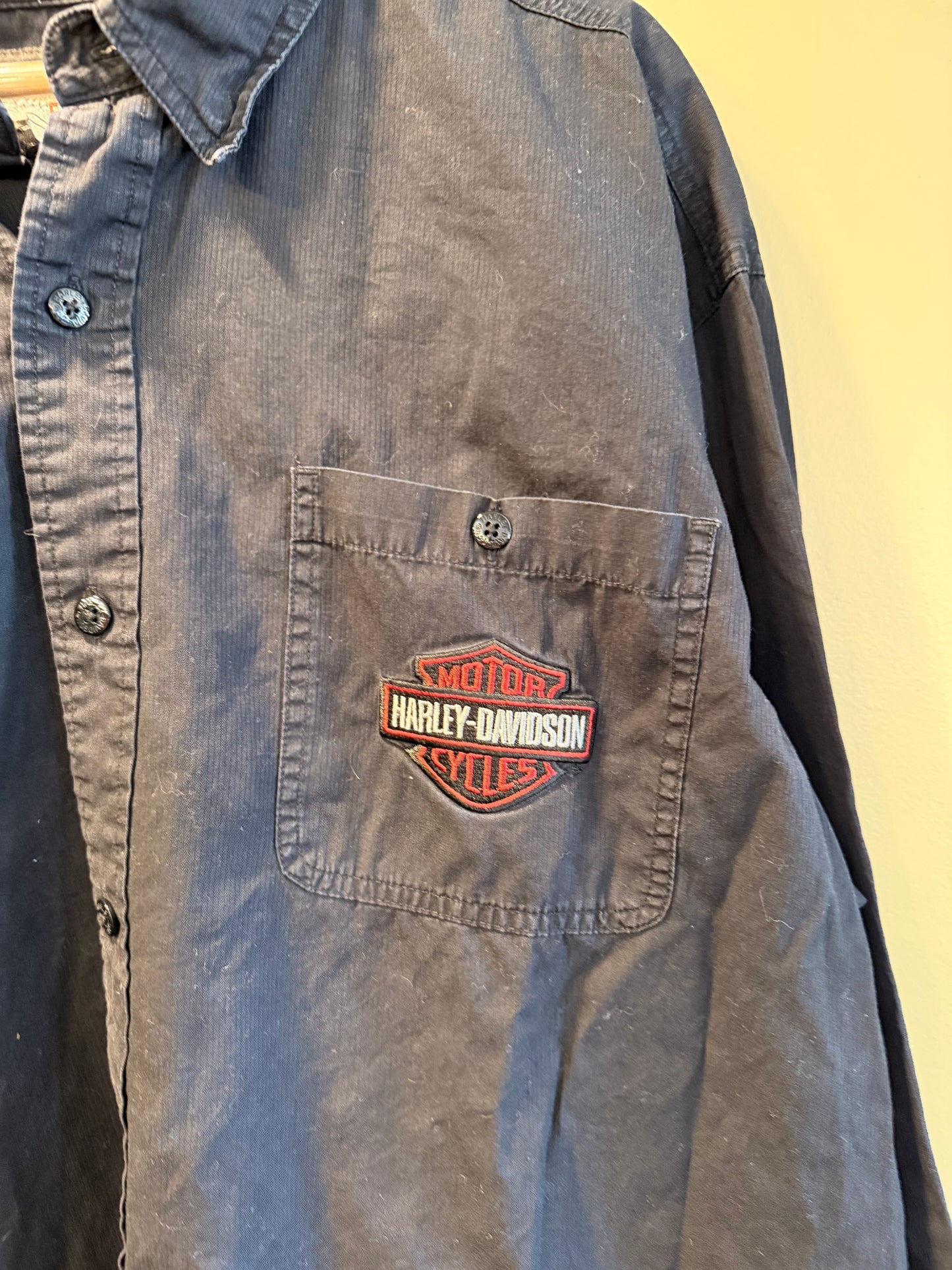 Vintage Harley Davidson Gothic Embroidered Long Sleeve Button-Up Shirt- XL