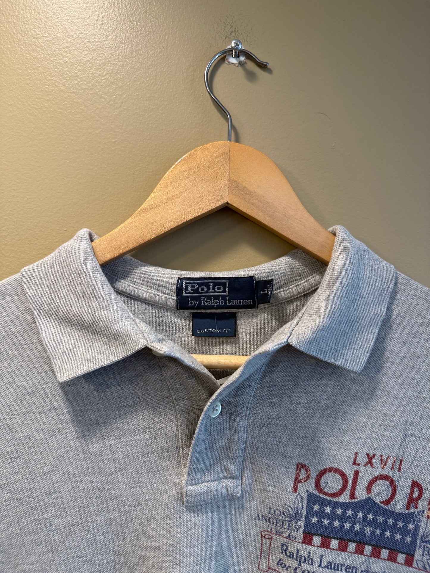 Vintage Polo Ralph Lauren Gray USA Polo Shirt- L
