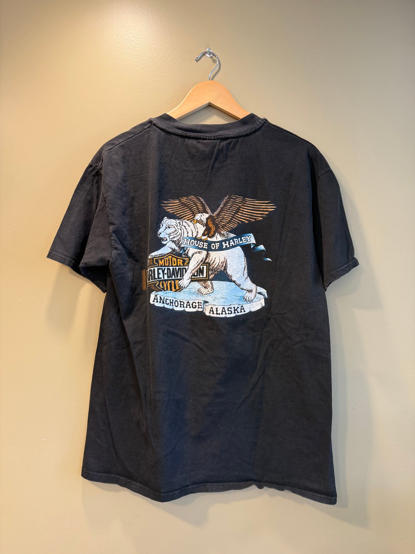 Vintage Harley Davidson Anchorage Alaska The Last Frontier T-Shirt- L