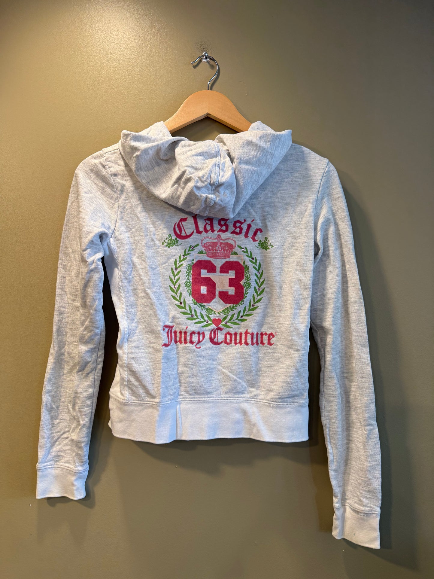 Vintage Juicy Couture Classic Gray Zip-Up Hoodie Sweatshirt- M