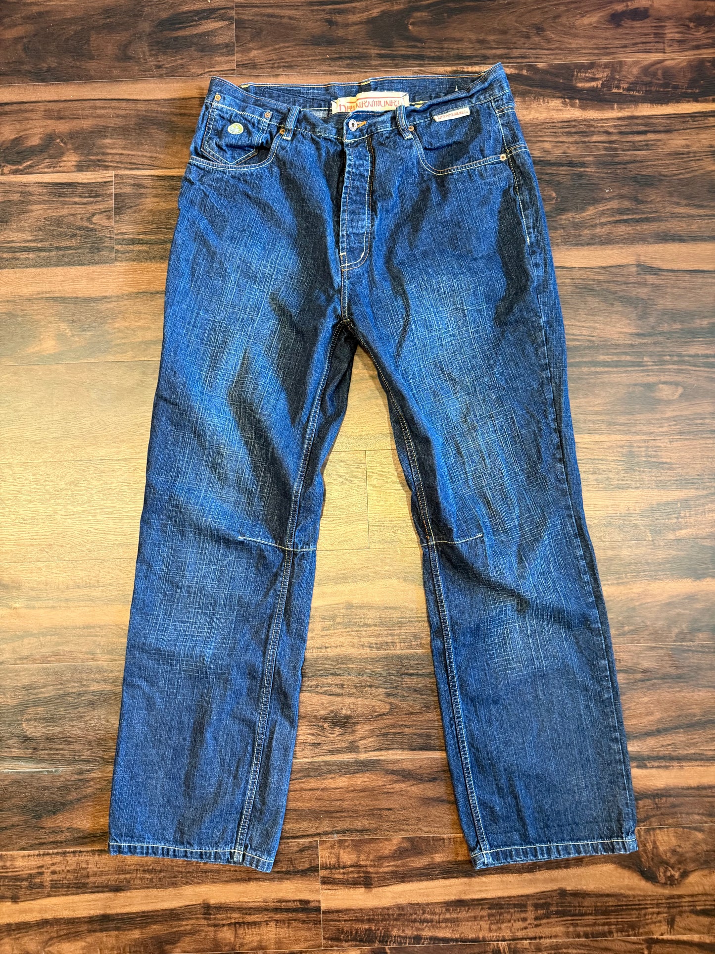 Vintage Drunkn Munkey Dark Wash Streetwear Baggy Jeans- 38x34