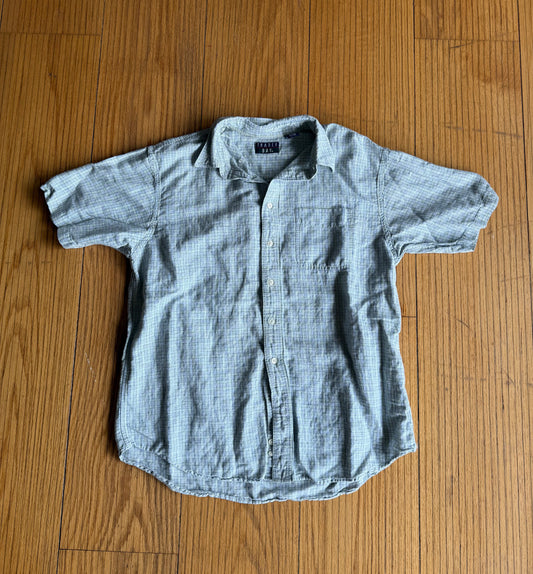 Vintage Trader Bay Linen Checkered Button Down Casual Shirt- L
