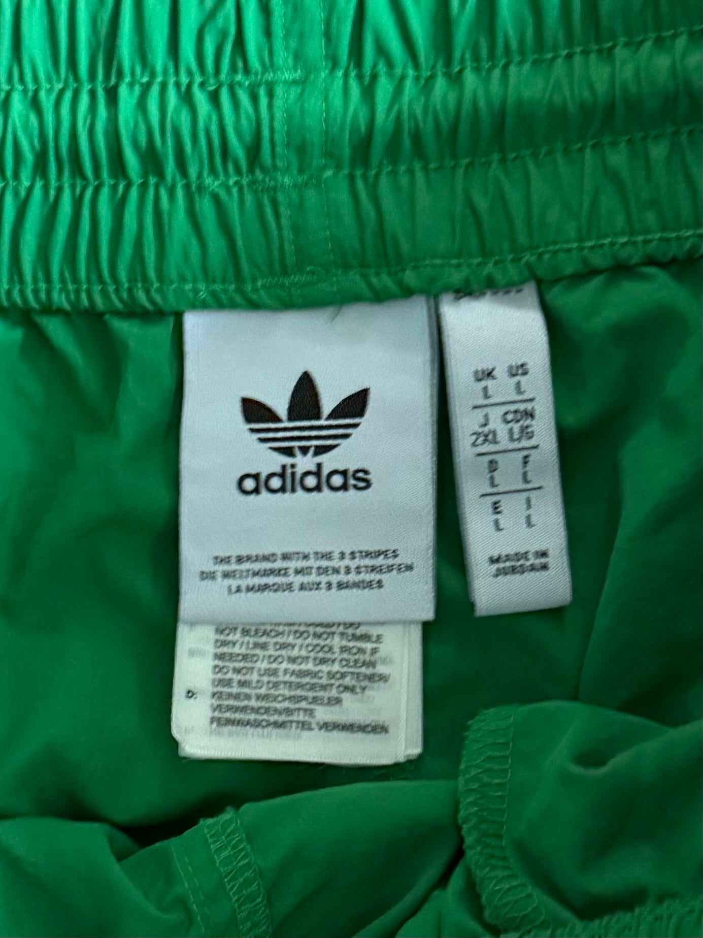 Adidas Bright Green Leaf Logo Athletic Shorts- L