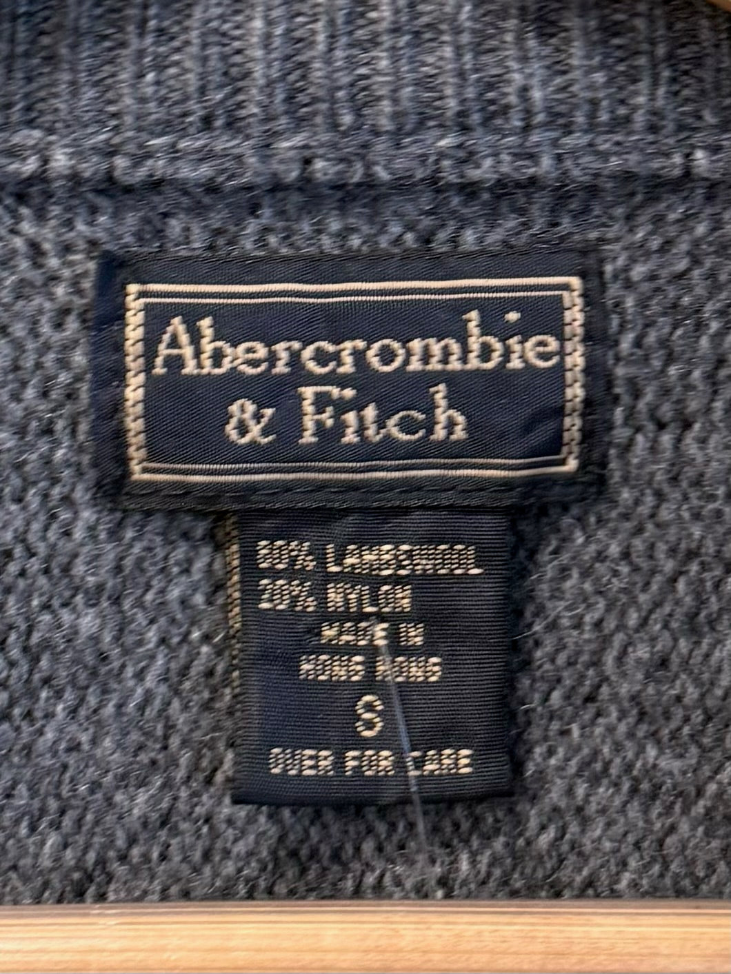 Vintage Y2K Abercrombie & Fitch Navy and Gray Women’s V-Neck Sweater - S