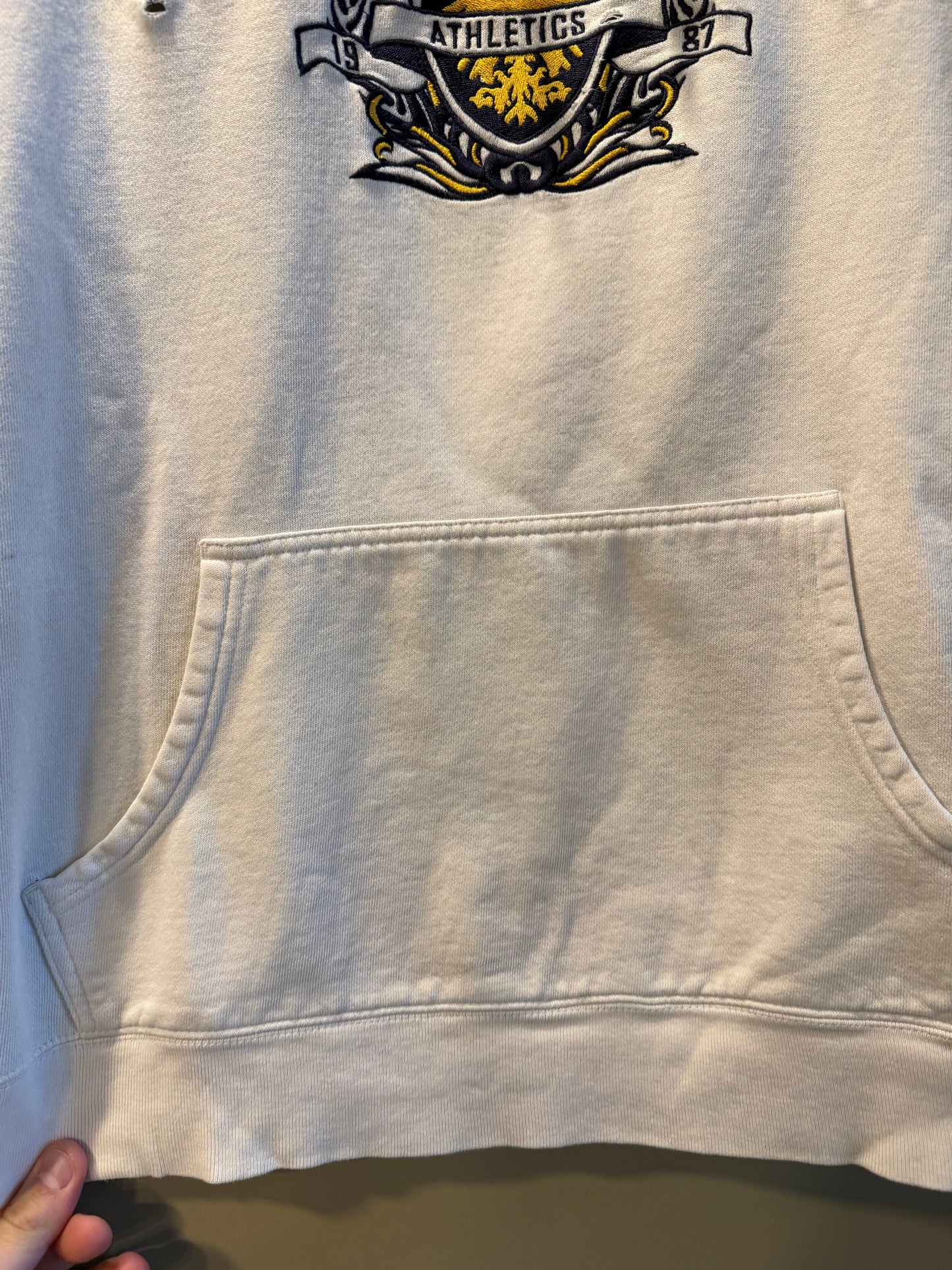 Vintage Aeropostale Athletics Spellout White Hoodie Sweatshirt- S