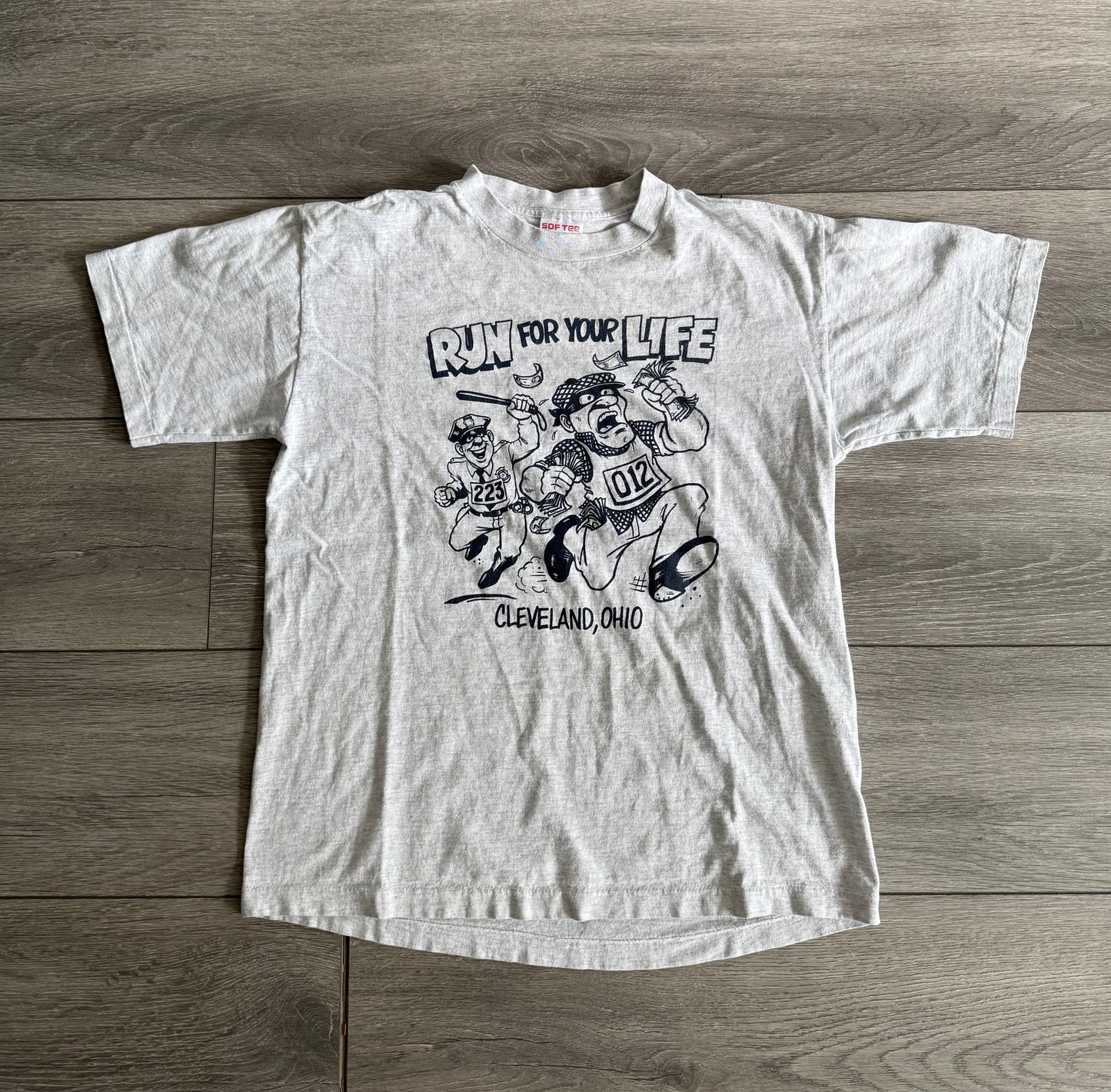 Vintage Run For Your Life Cleveland Crime T-Shirt- M