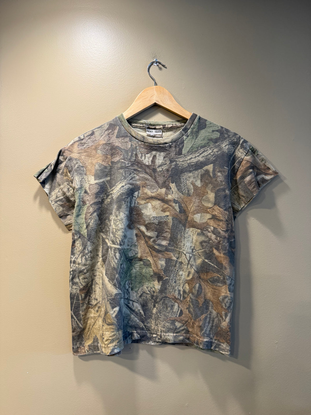 Vintage Jerzees Outdoors Tree Camo Cap Sleeve T-Shirt- S