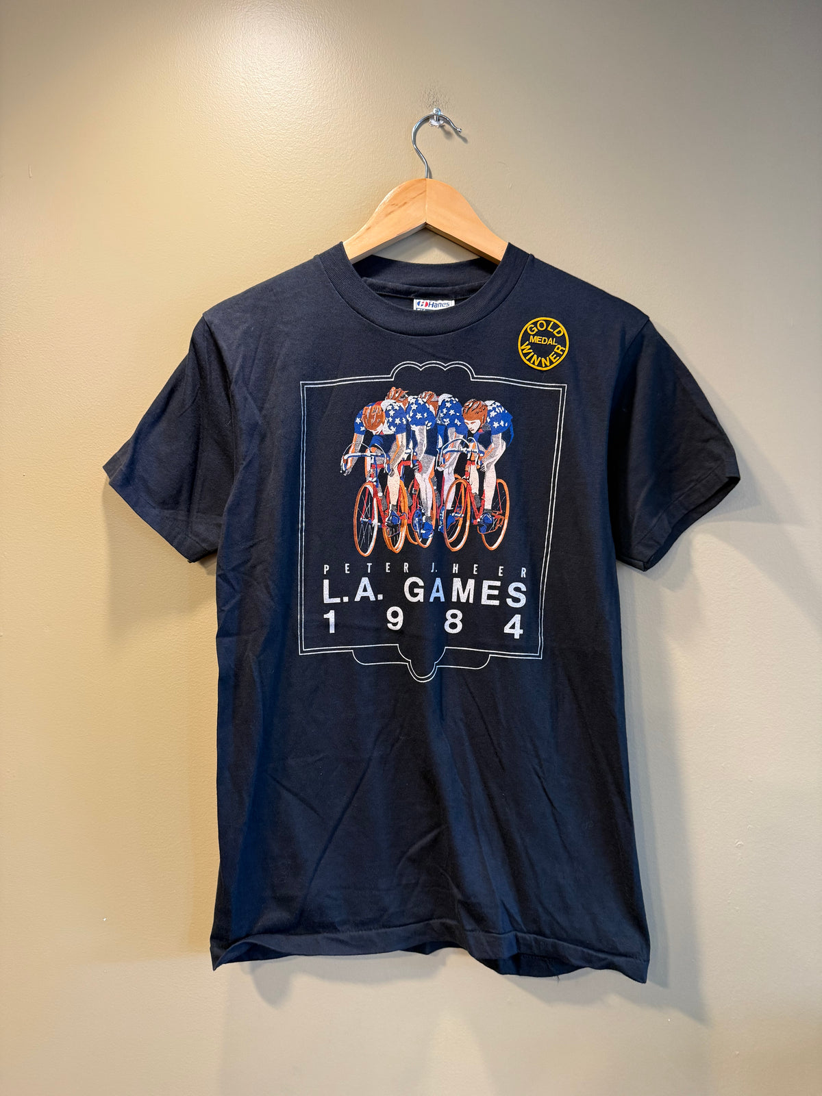 Vintage 1984 Los Angeles Olympics Biking T-Shirt- S