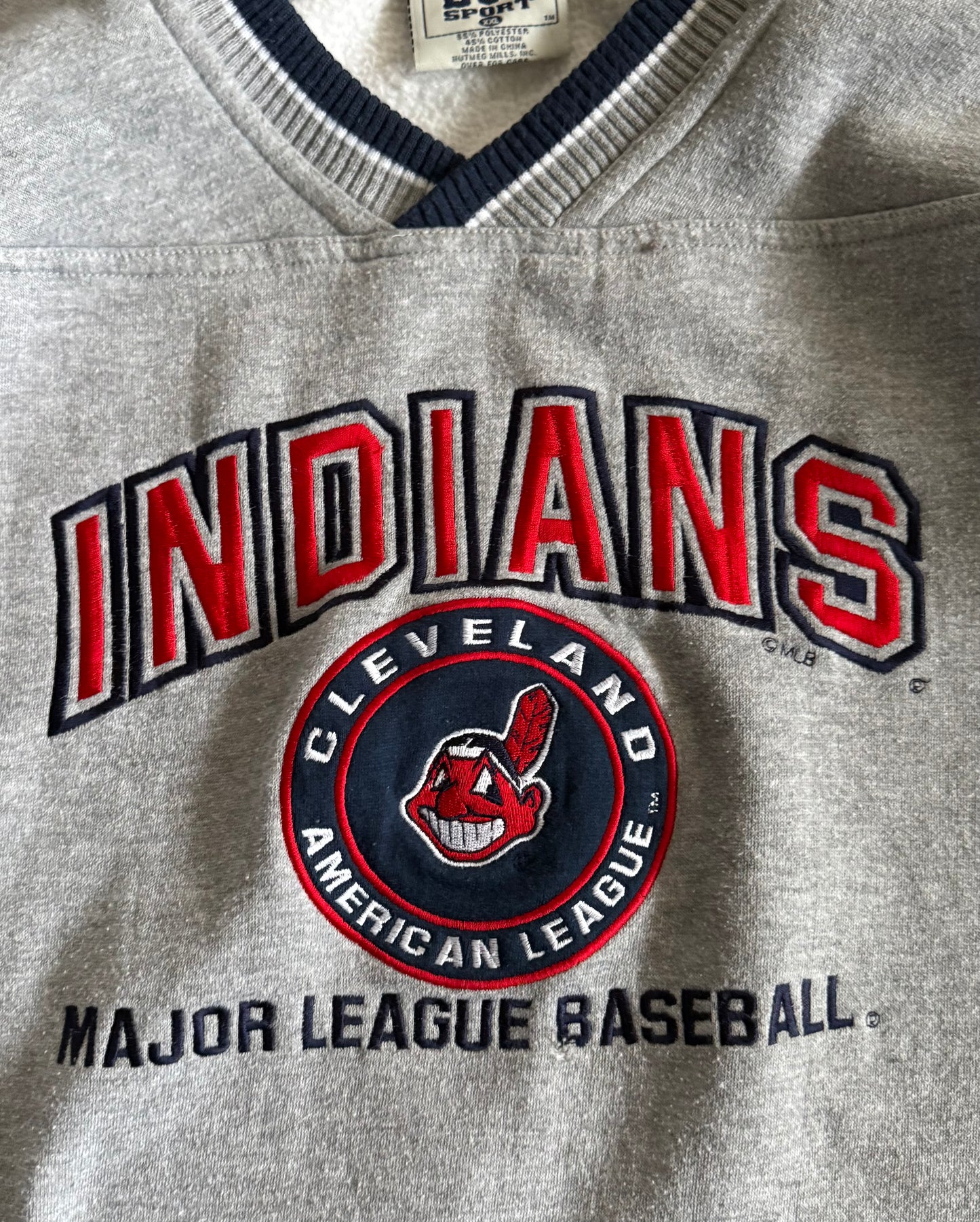 Vintage Cleveland Indians Lee Sport MLB Gray Embroidered Crewneck Sweatshirt- XXL