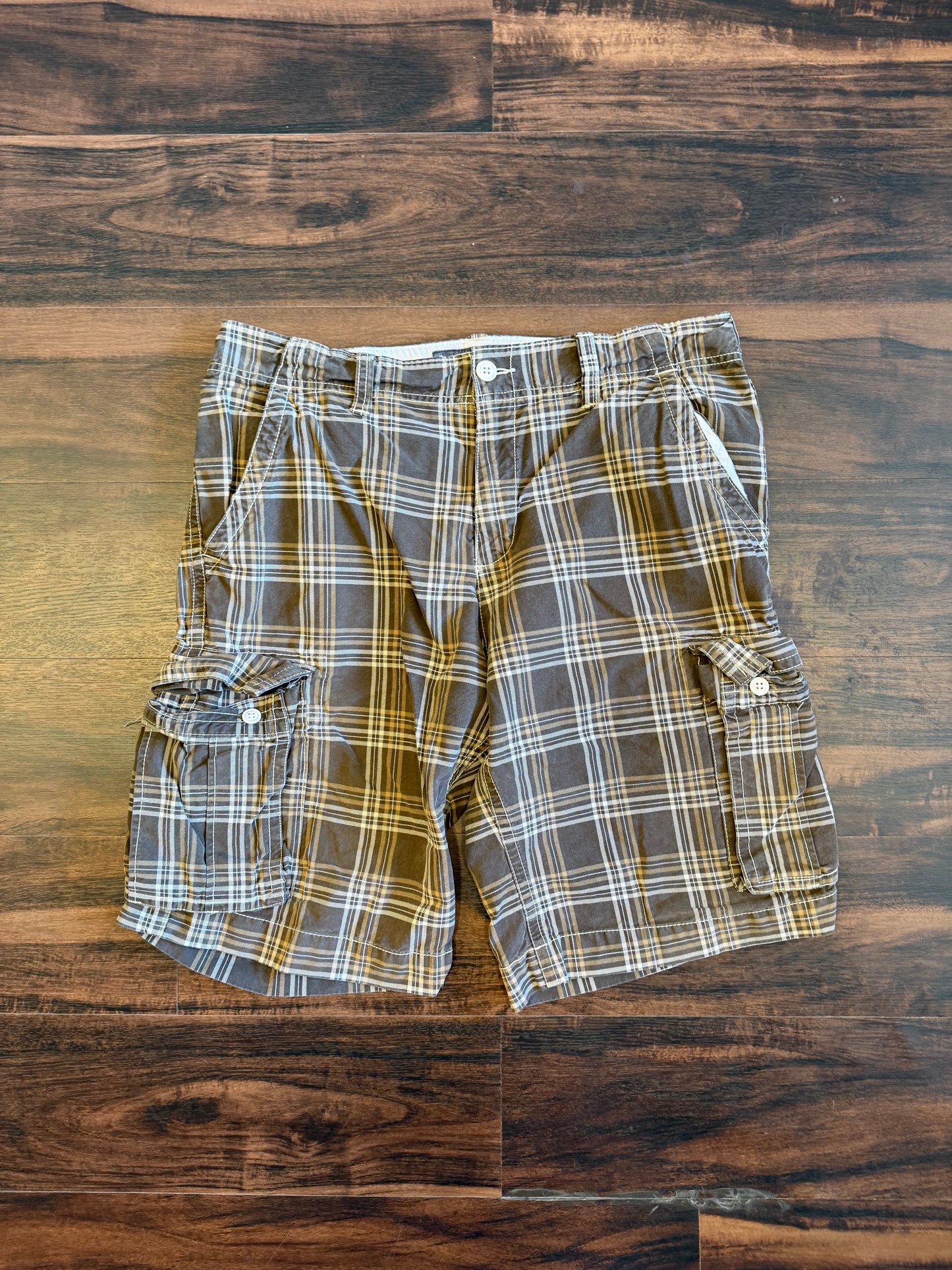 Vintage Old Navy Brown Checkered Cargo Shorts- 34