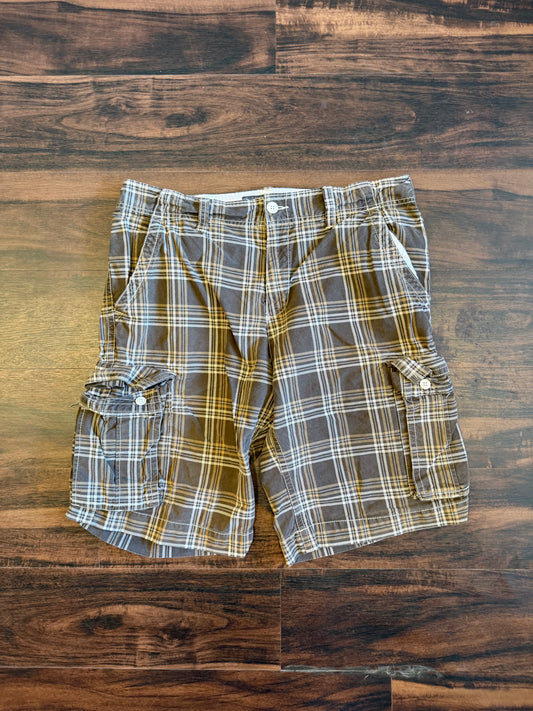 Vintage Old Navy Brown Checkered Cargo Shorts- 34