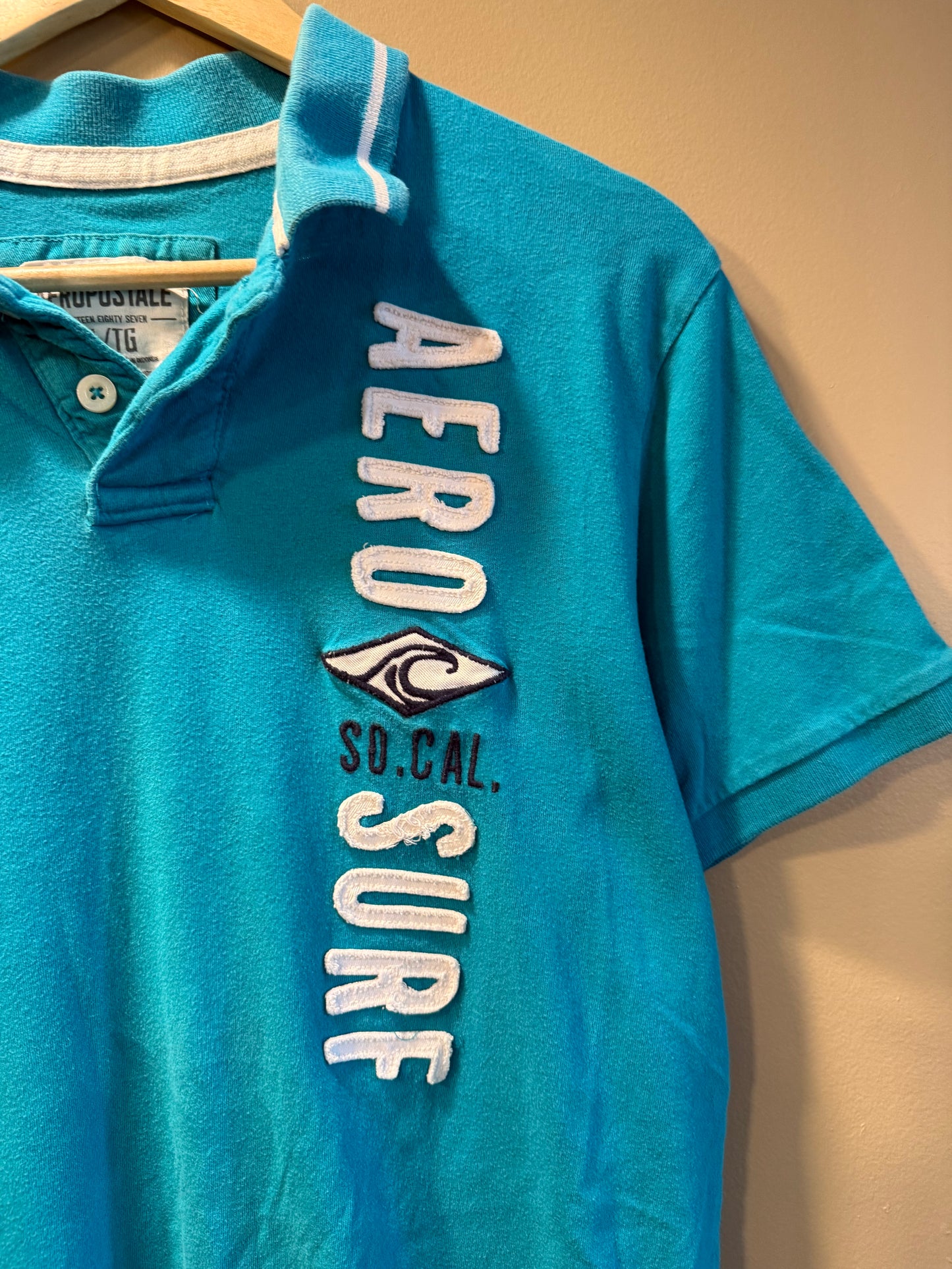 Vintage Aeropostale SoCal Surf Blue Polo Shirt- M