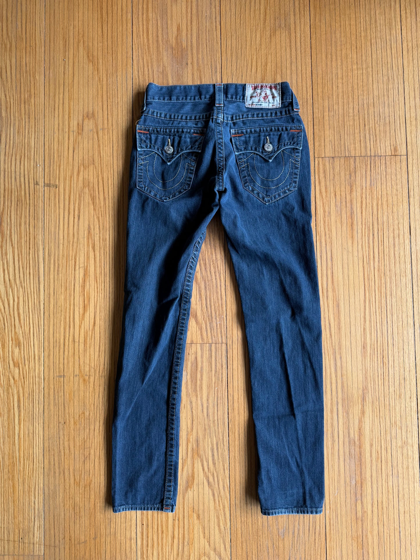 Vintage True Religion Skinny Fit Dark Wash Blue Denim Jeans- 29x32