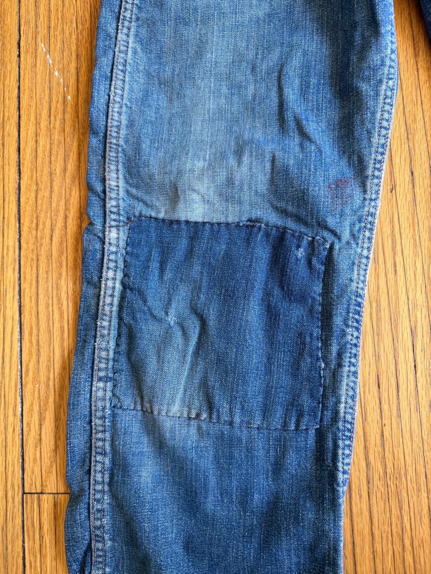 Vintage 70s Flannel-Lined Repaired Denim Jeans- 26x27