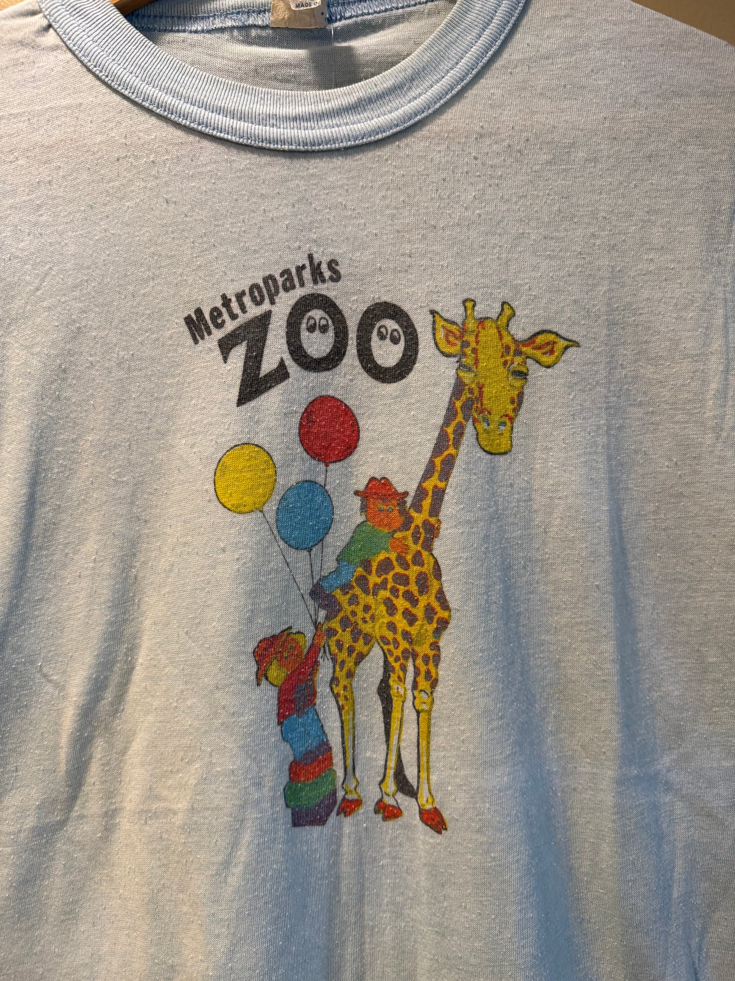 Vintage 70s Cleveland Metroparks Zoo Giraffe Ringer T-Shirt- M