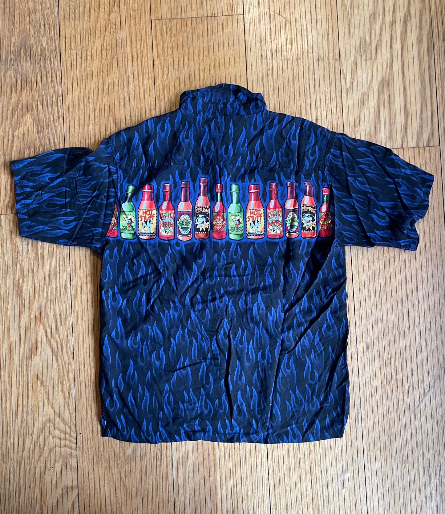 Vintage Big Dogs Hot Sauce Flames Button Up Shirt- XL