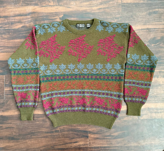 Vintage Peter England Multi-Color Patterned Knit Sweater- L