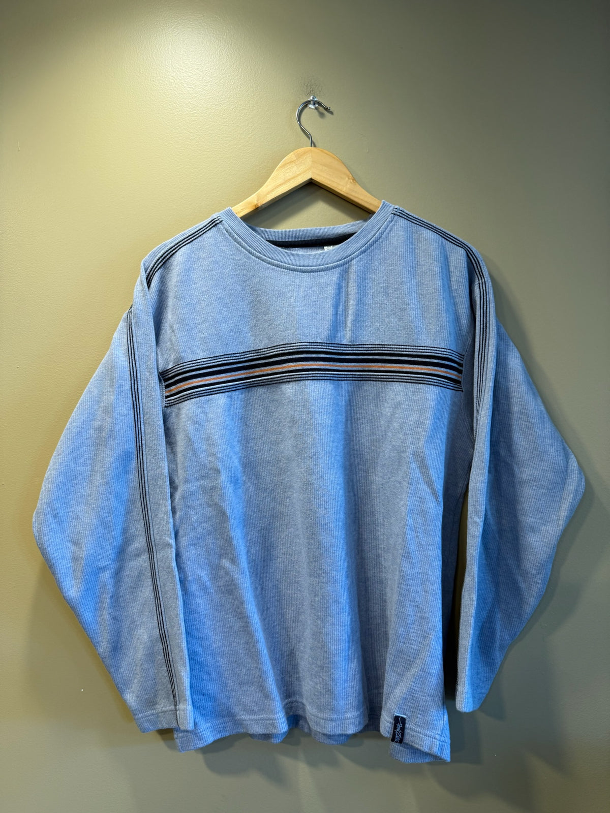 Vintage Y2K Point Zero Blue Textured Long Sleeve T-Shirt - L