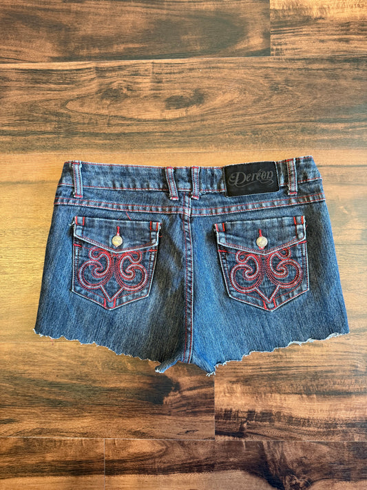 Vintage Dereon Embroidered Denim Jean Shorts- 32