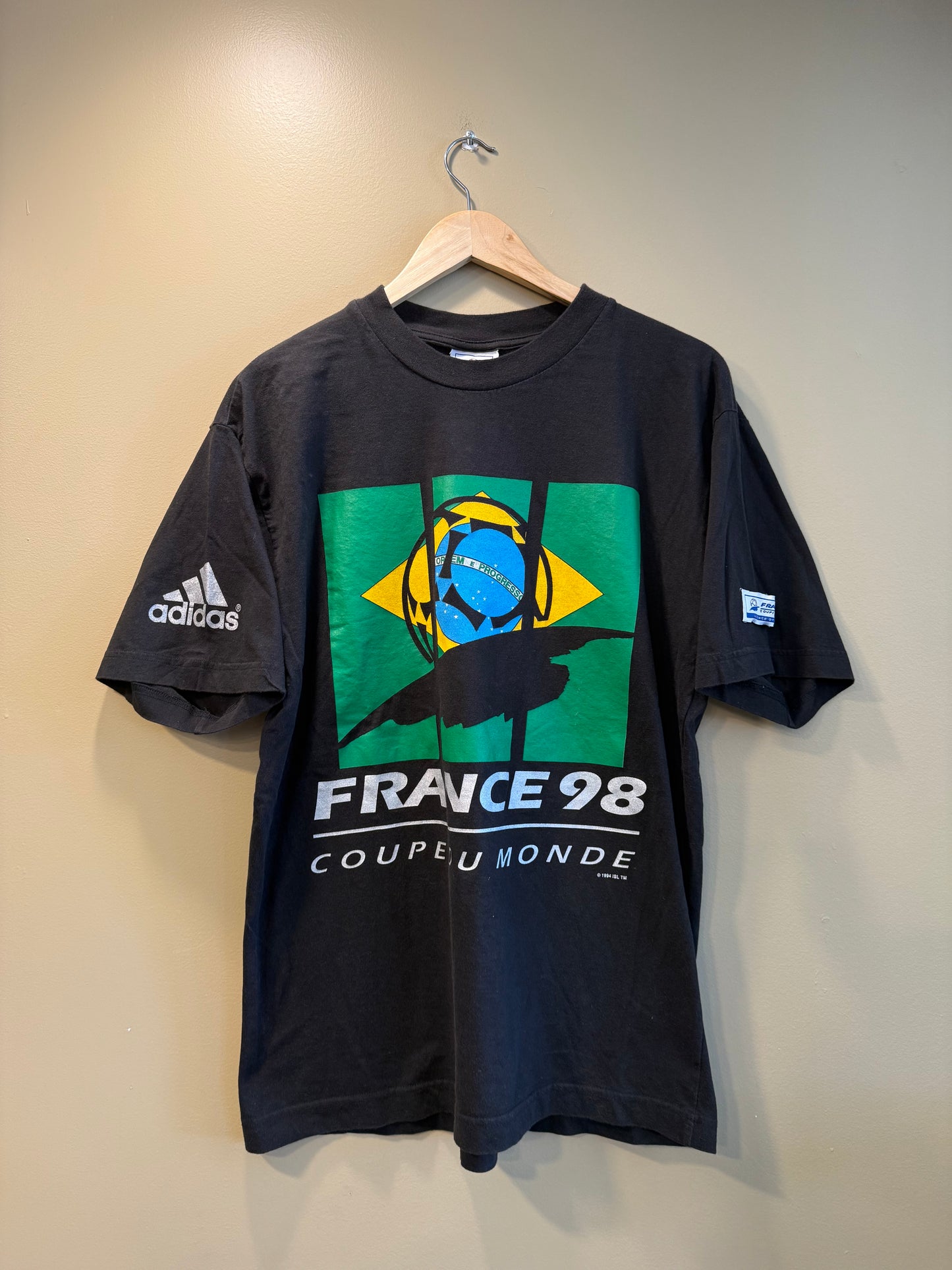 Vintage Adidas Brazil World Cup 98 Black T-Shirt- M