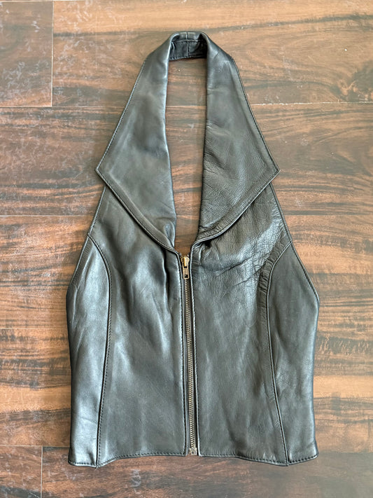 Vintage Vance Leathers Loop Neck Corseted Vest- XS