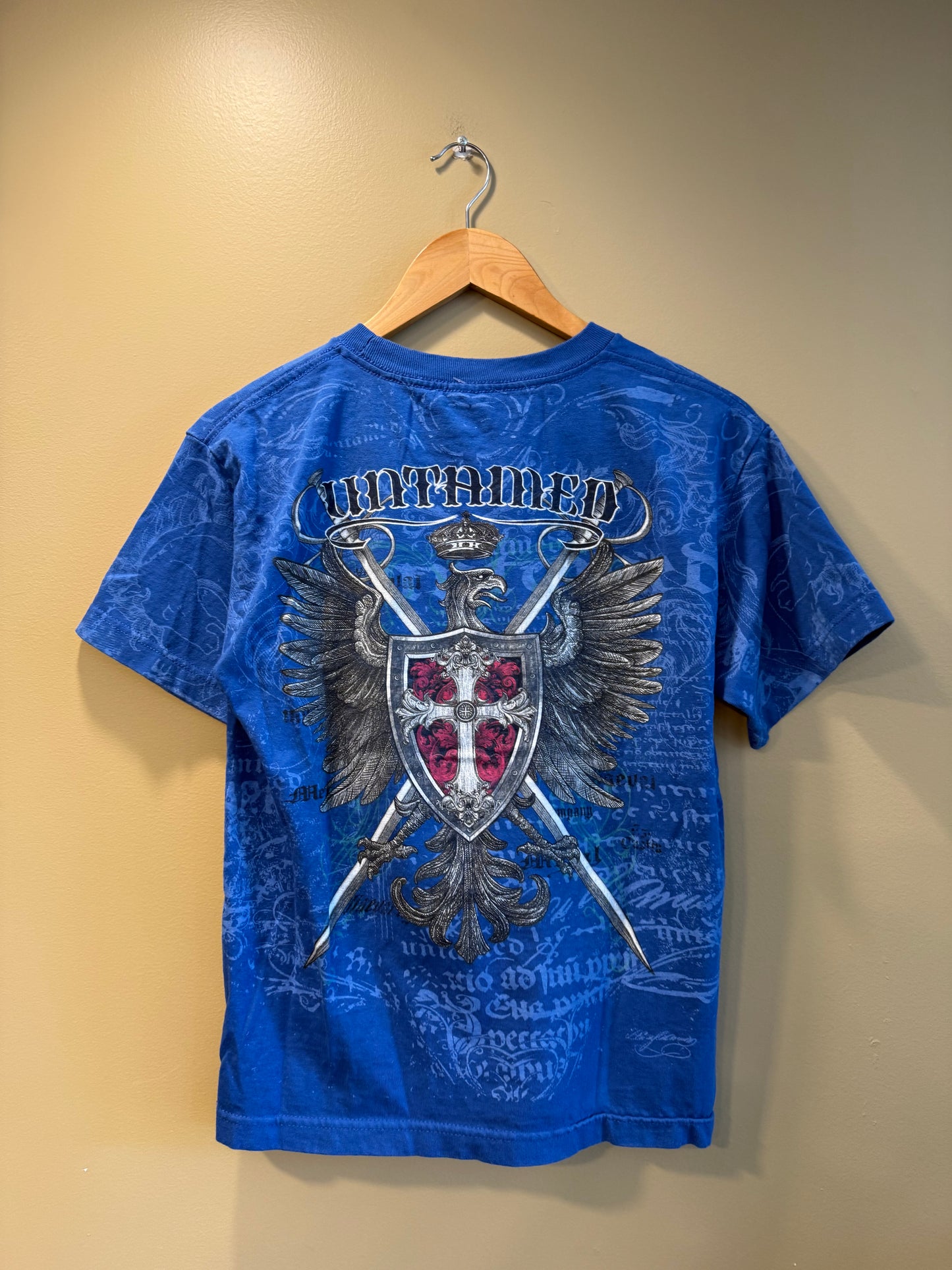 Vintage Y2K Untamed Eagle & Shield Blue T-Shirt- M