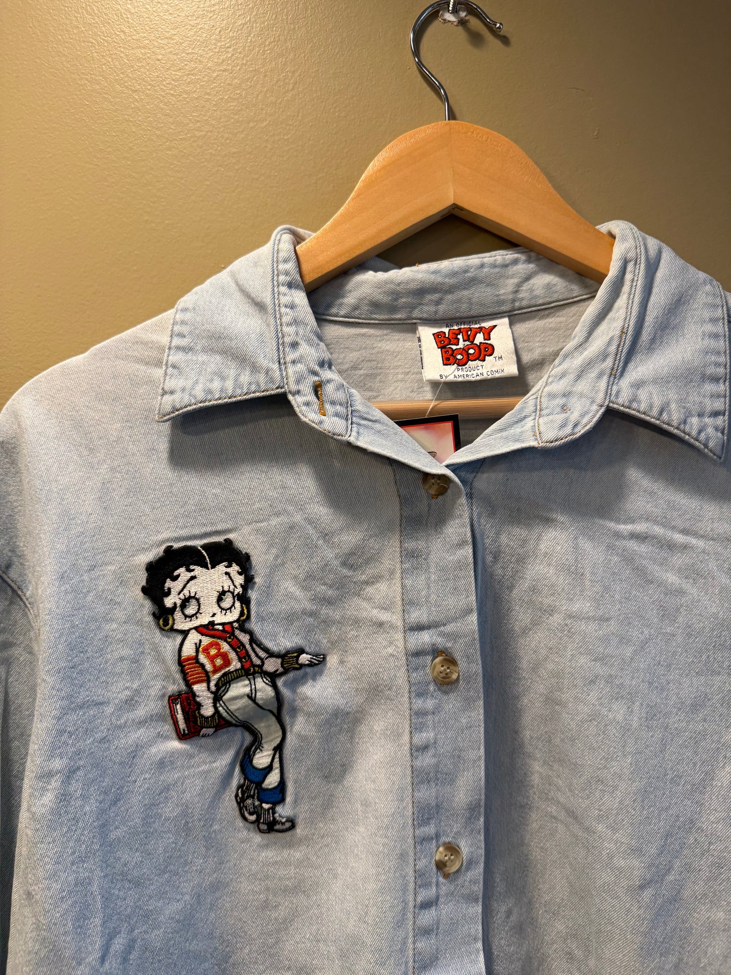 Vintage Betty Boop Denim Button-Up Shirt- M