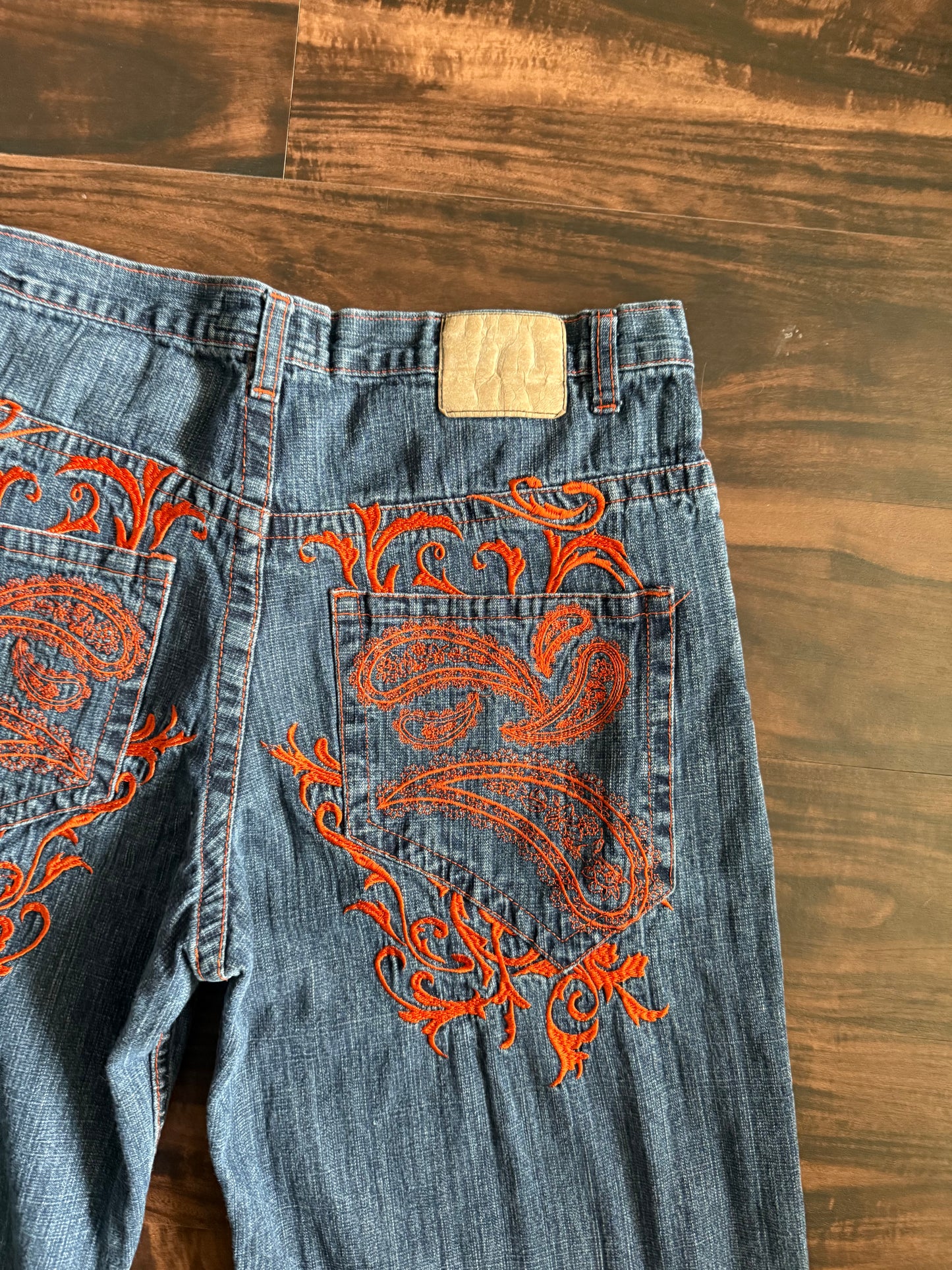 Vintage Y2K Red Ape Embroidered Denim Jean Shorts- 36
