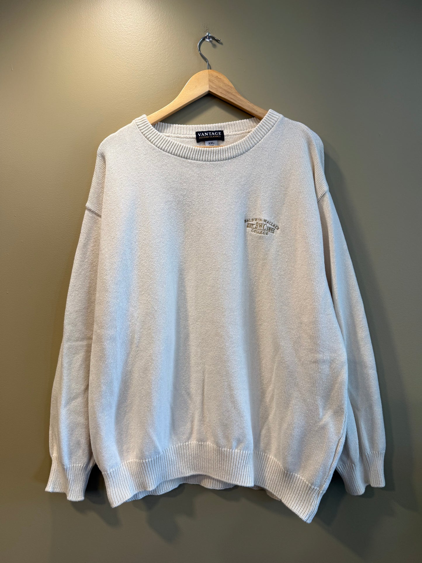 Vintage Vantage Baldwin Wallace College White Sweater- XXL