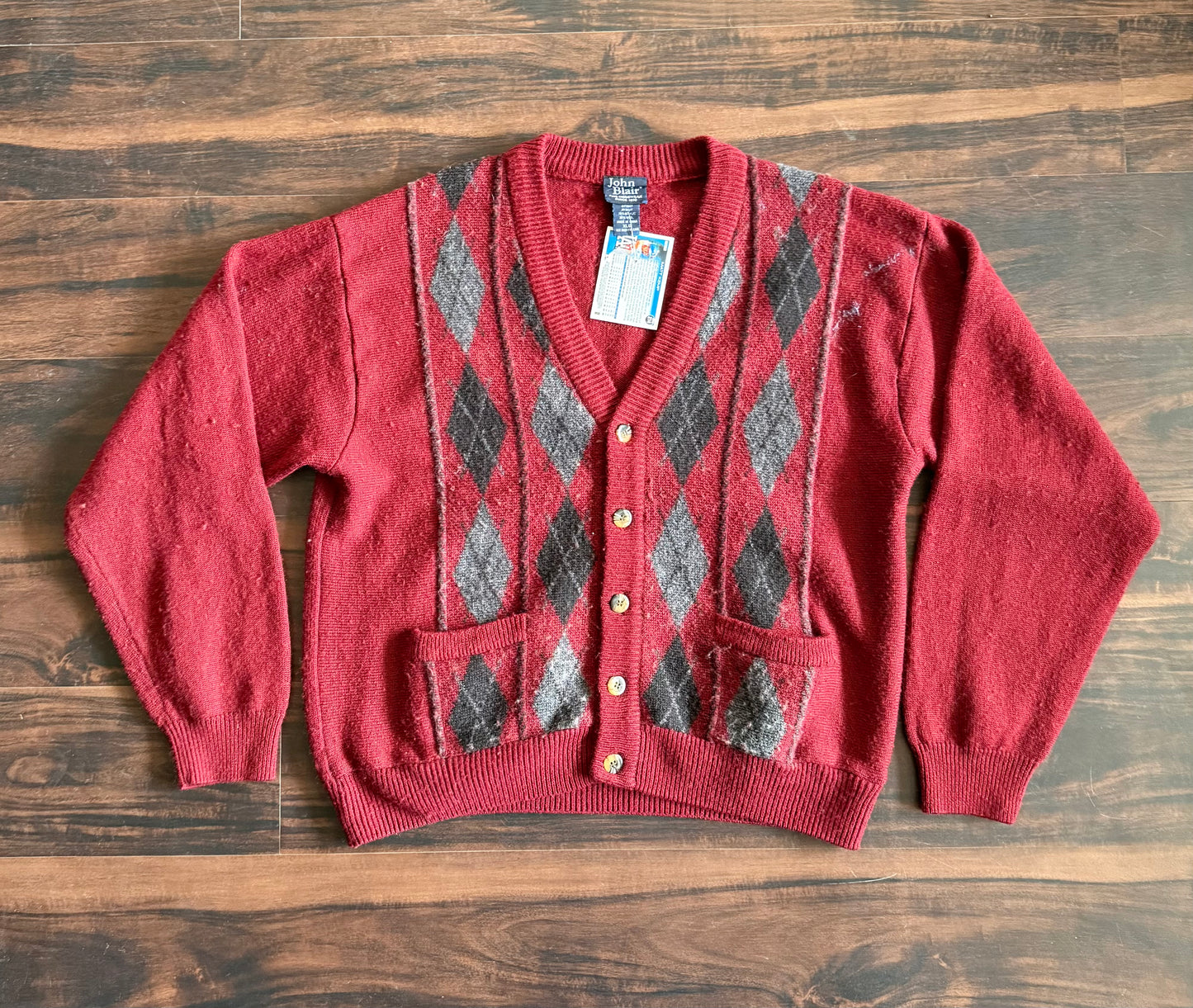 Vintage John Blair Wool Blend Red Cardigan Sweater- L