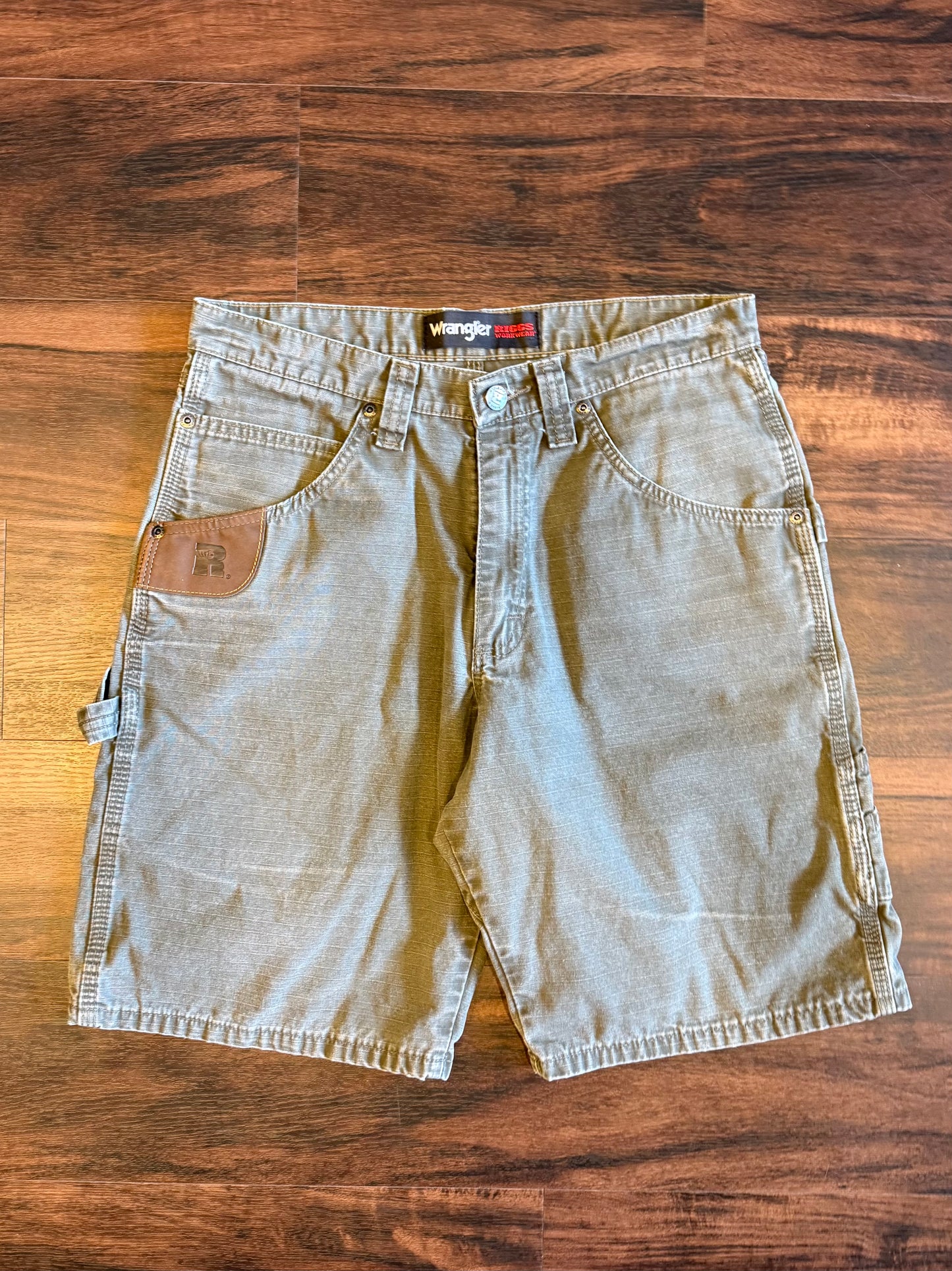 Vintage Wrangler Riggs Workwear Dark Green Cotton Canvas Shorts- 30x10