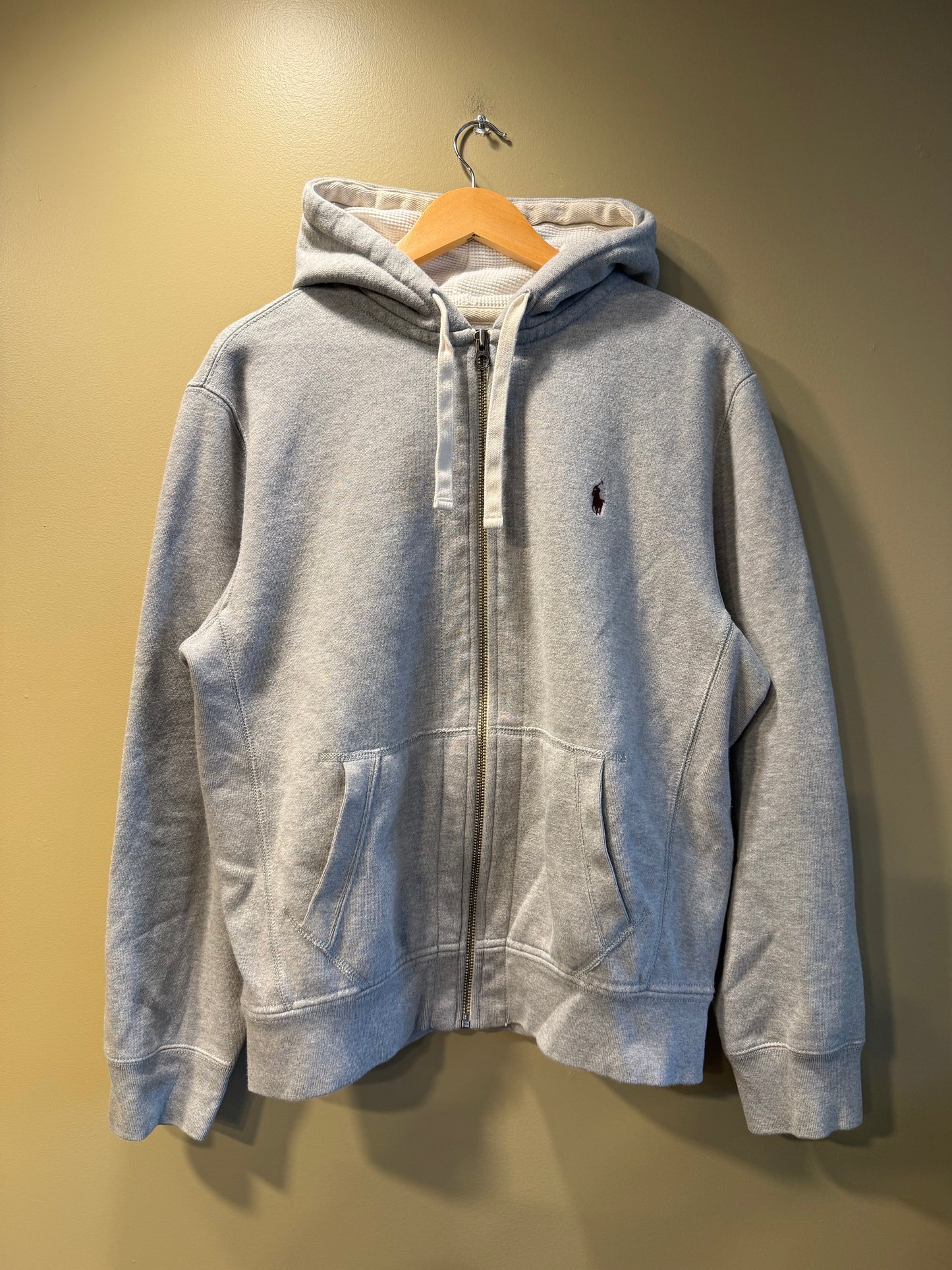Vintage Polo Ralph Lauren Gray Zip-Up Hoodie Sweatshirt- L