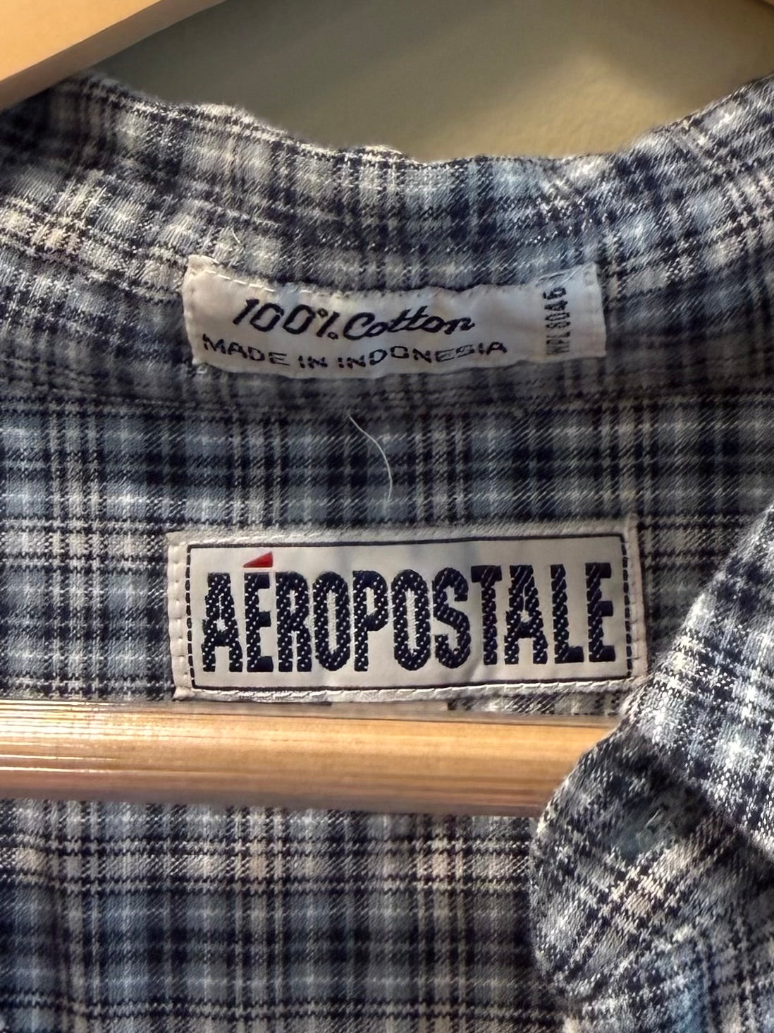 Vintage Y2K Aeropostale Blue Checkered Button-Up- L