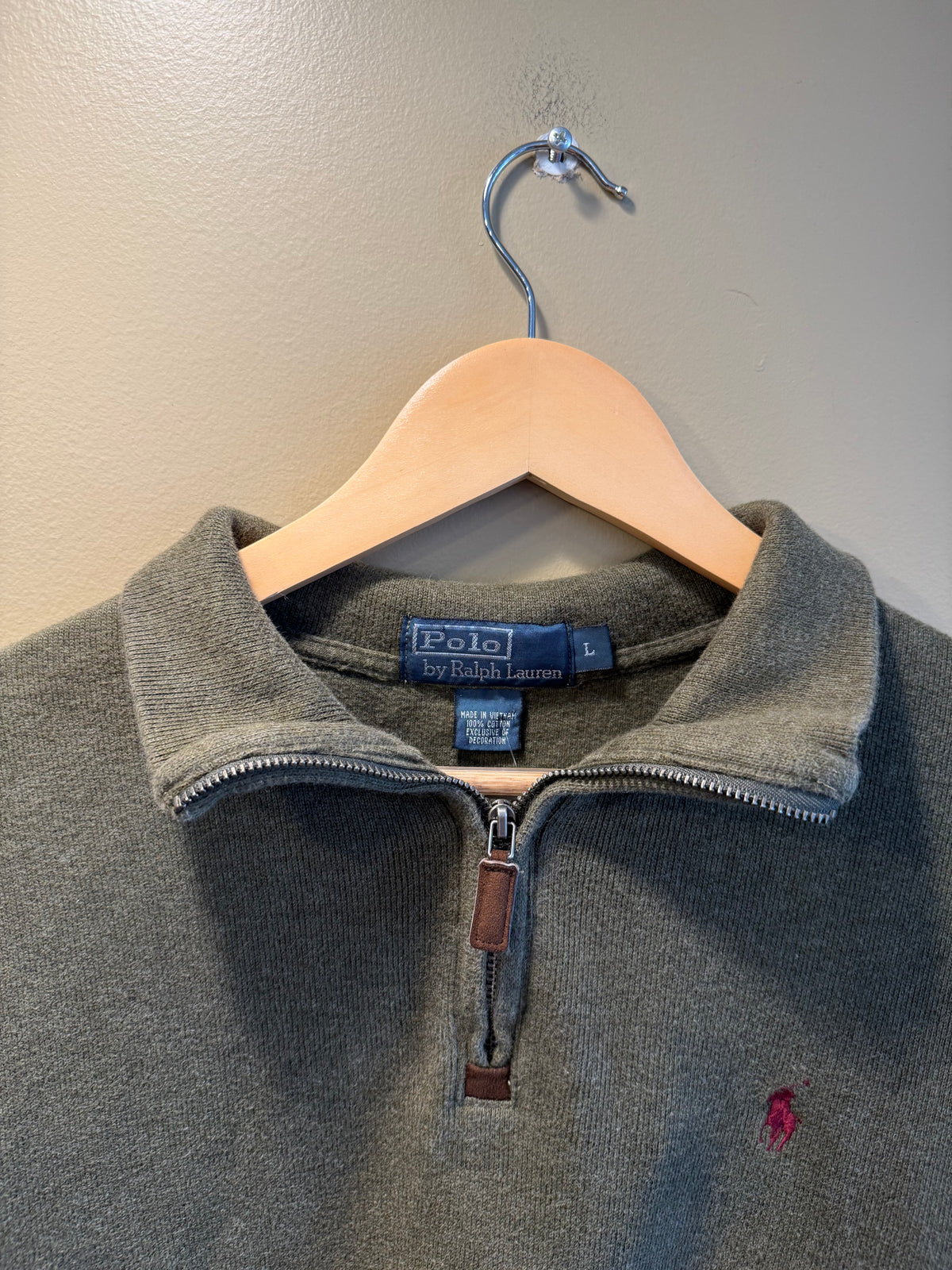 Vintage Polo Ralph Lauren Sea Foam Green Quarter-Zip Sweater- L
