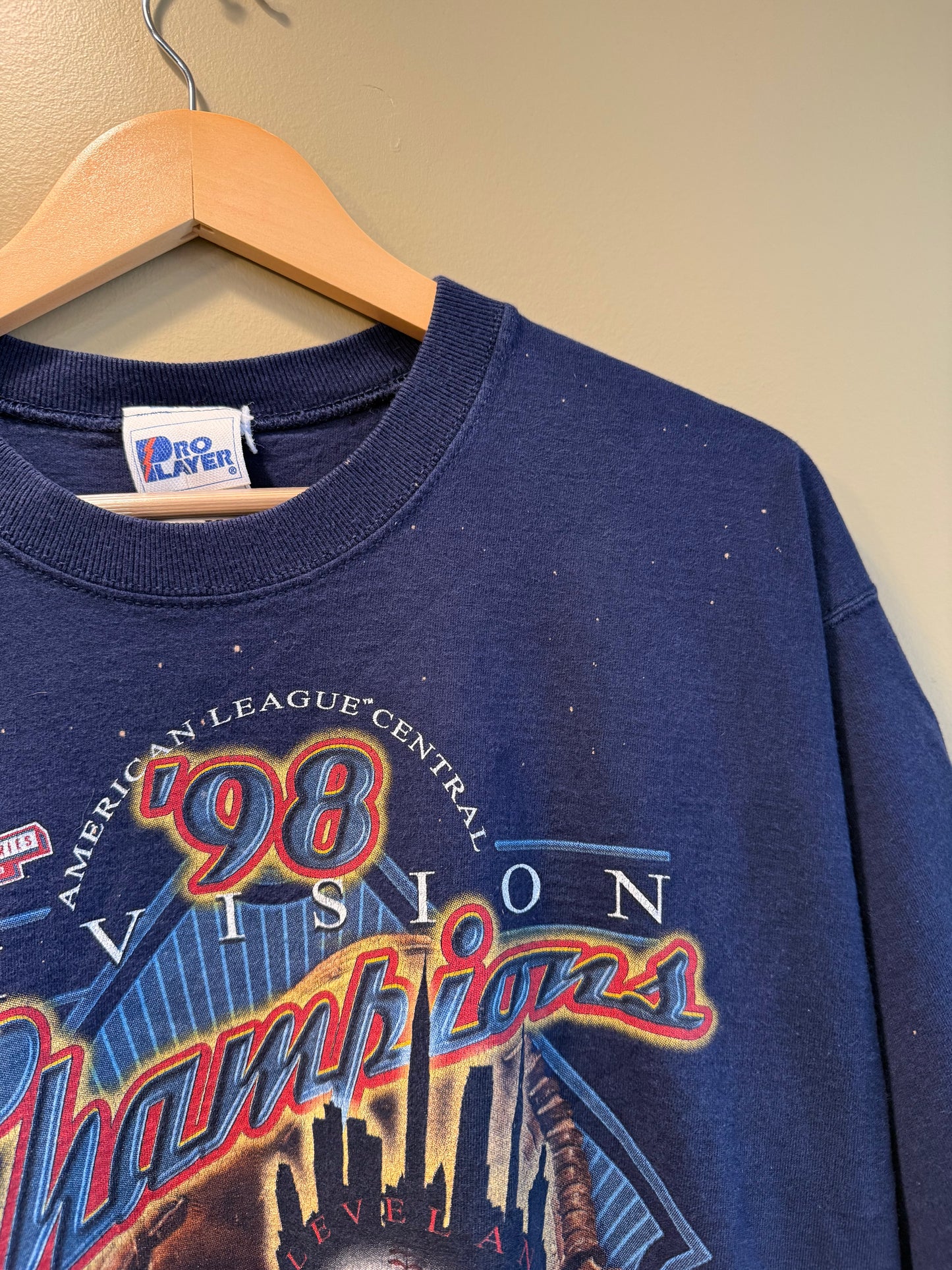 Vintage Cleveland Indians Navy Blue 1998 Division Champions T-Shirt- L