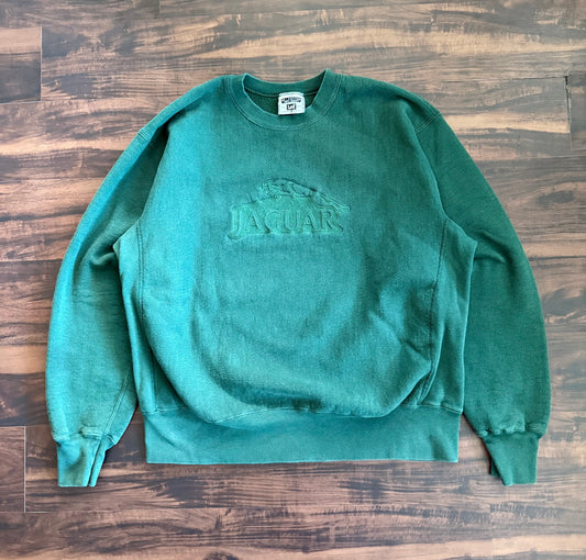 Vintage Jaguar Automobiles Green Embroidered Crewneck Sweatshirt- XL