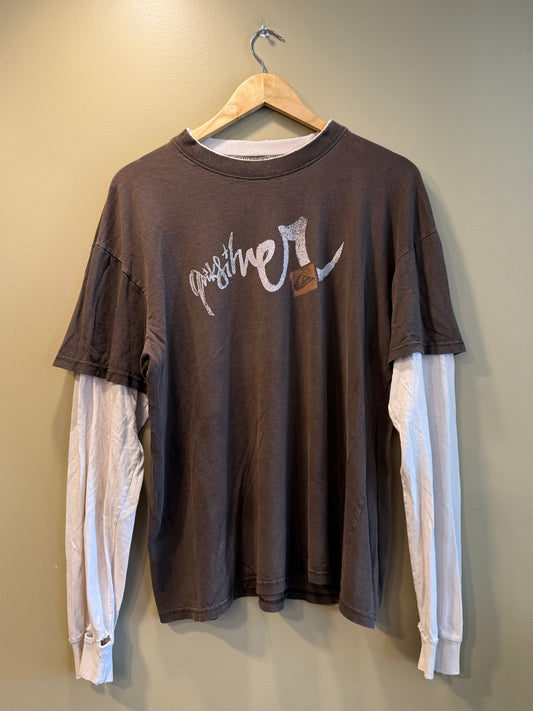 Vintage Quiksilver Surfwear Distressed Brown Long Sleeve T-Shirt- L