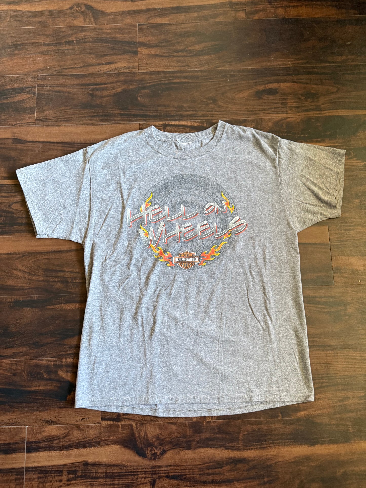 Vintage Harley Davidson Hell On Wheels Gray T-Shirt- L