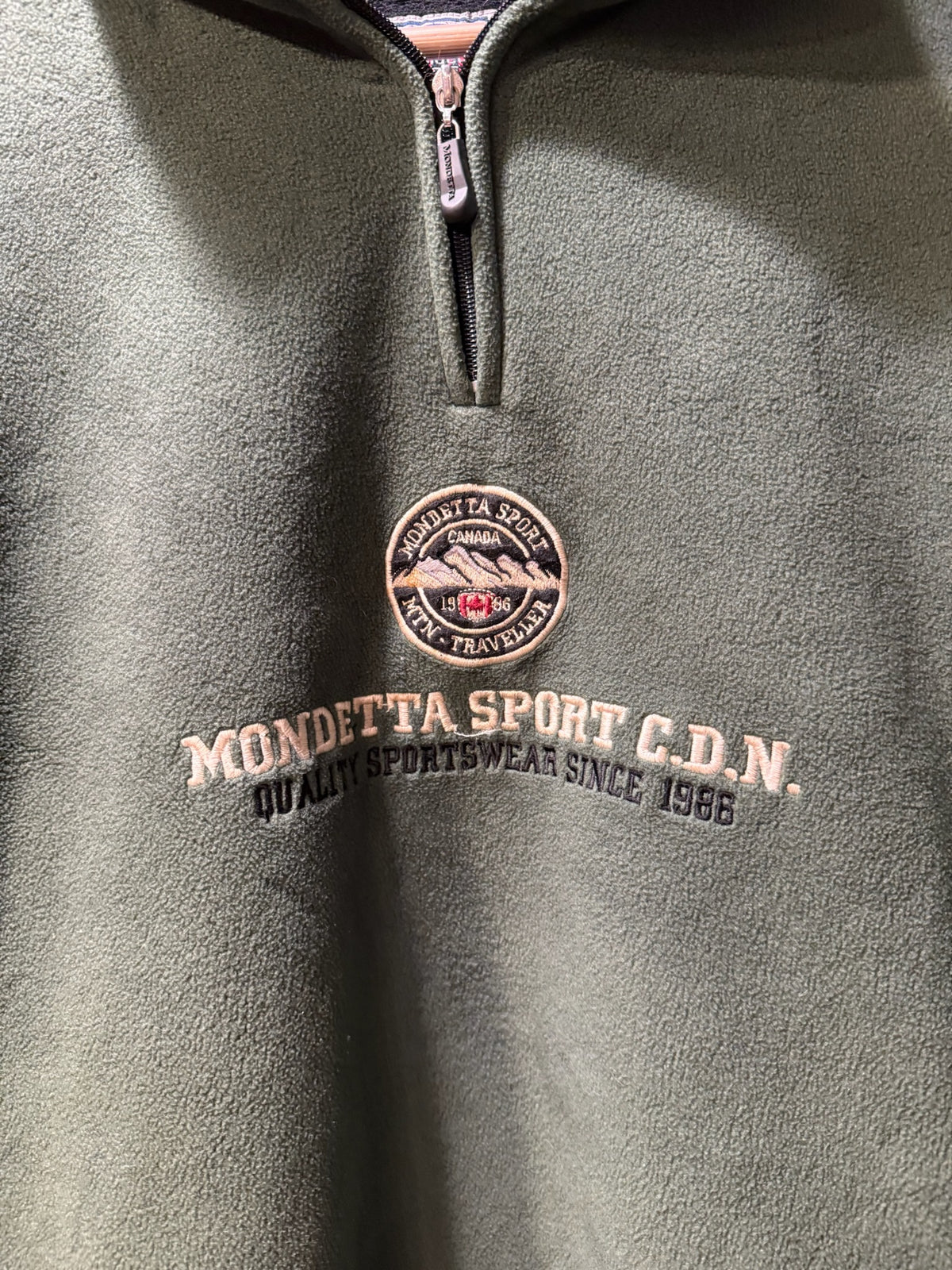 Vintage Mondetta Sport C.D.N. Pullover Quarter-Zip Fleece - XXL