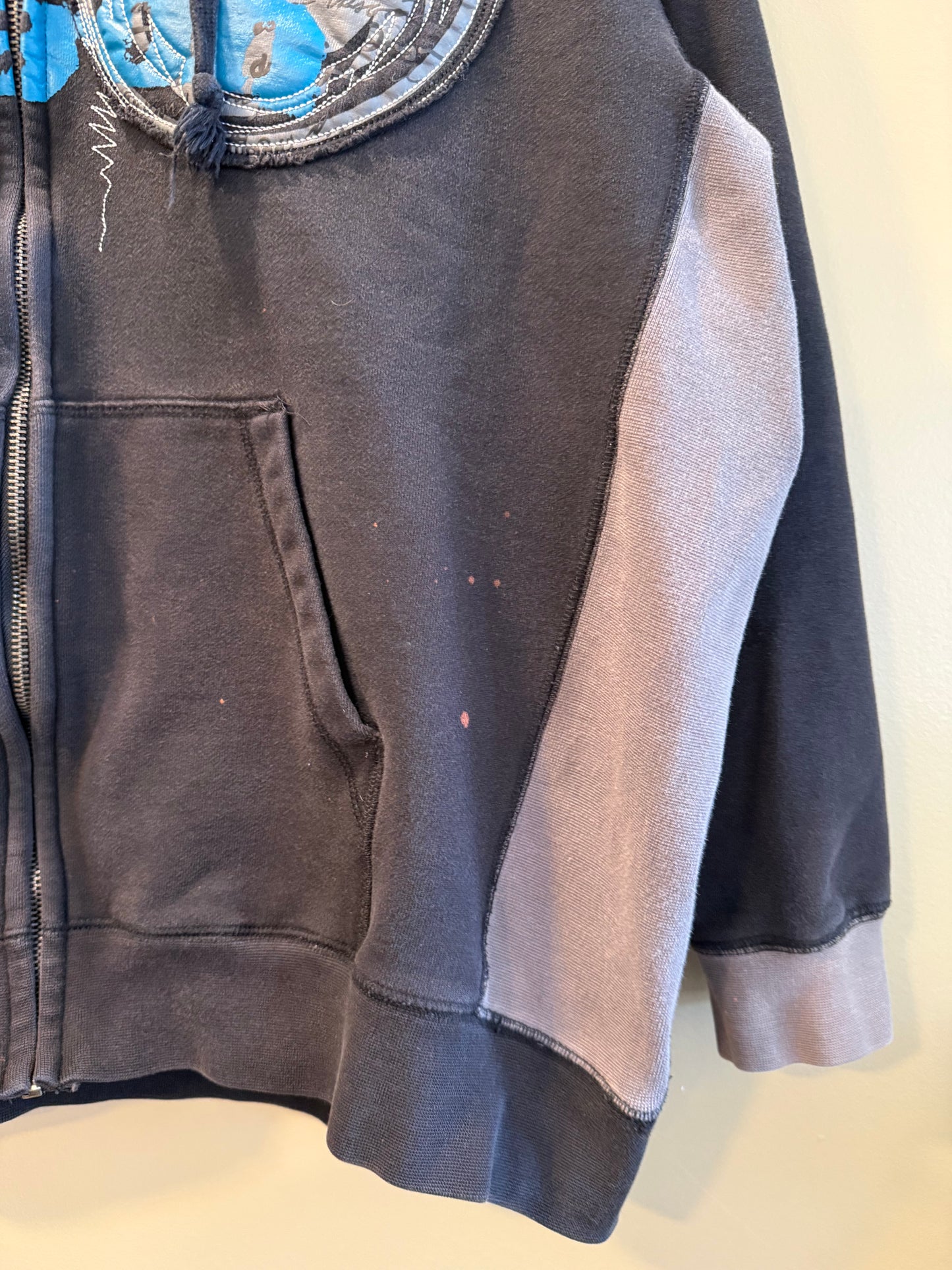 Vintage Y2K Dragon Thermal Lined Zip-Up Hoodie Sweatshirt- M