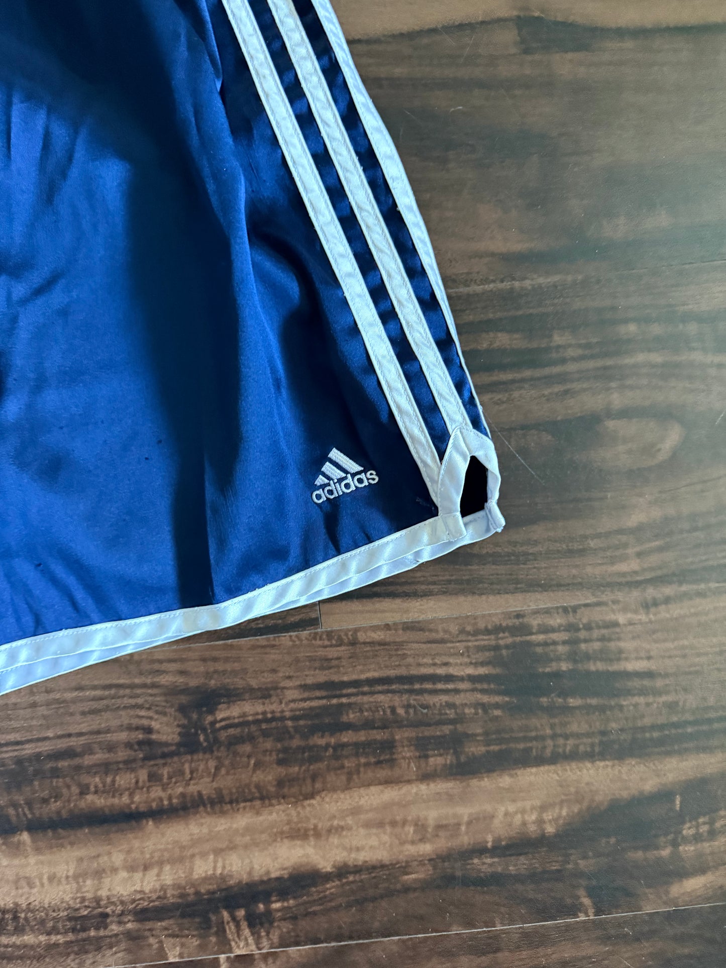 Vintage Adidas Blue Striped Athletic Shorts- L