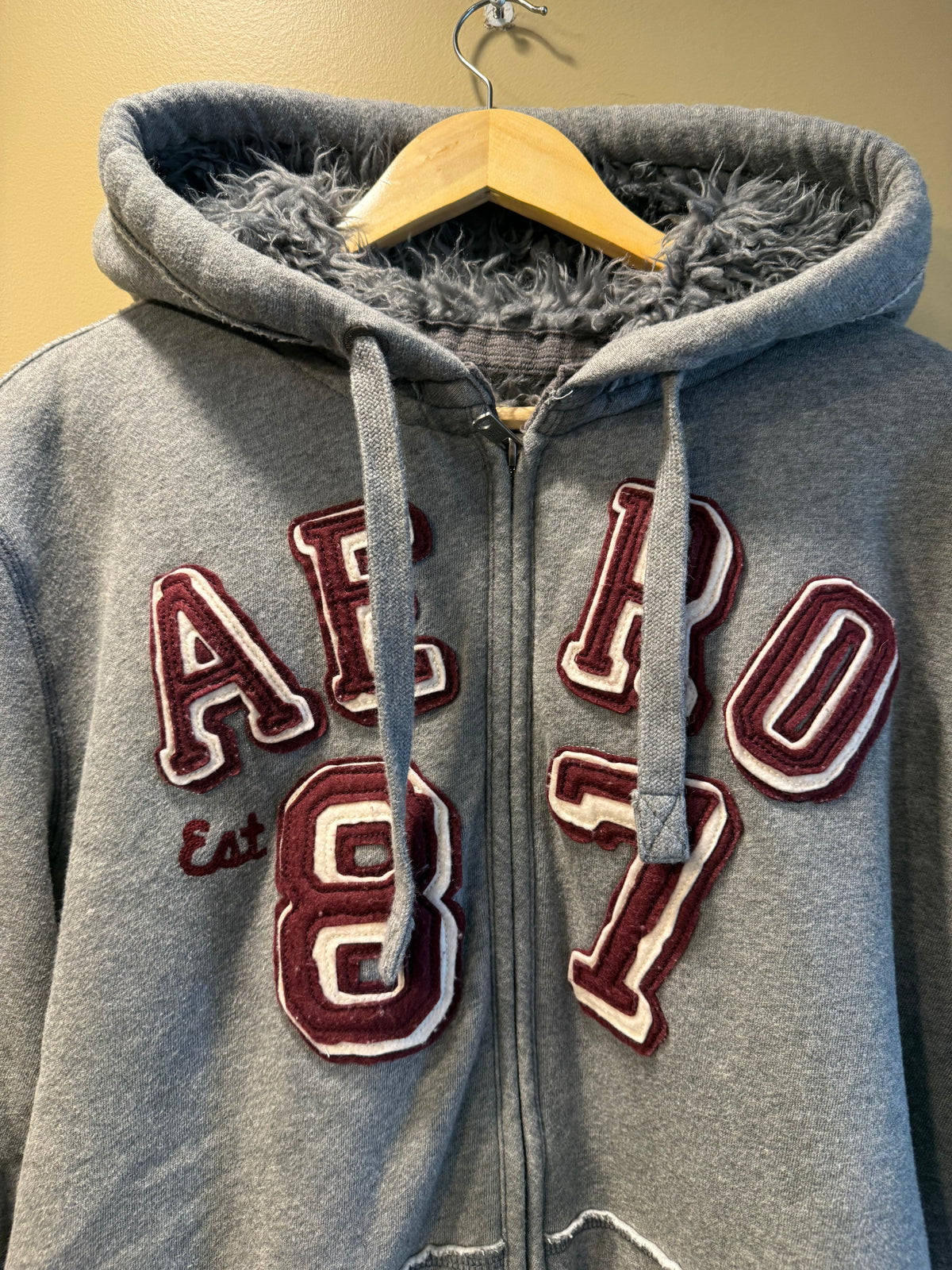 Vintage Aeropostale Fur Lined Heavy Zip-Up Hoodie Sweatshirt- XL