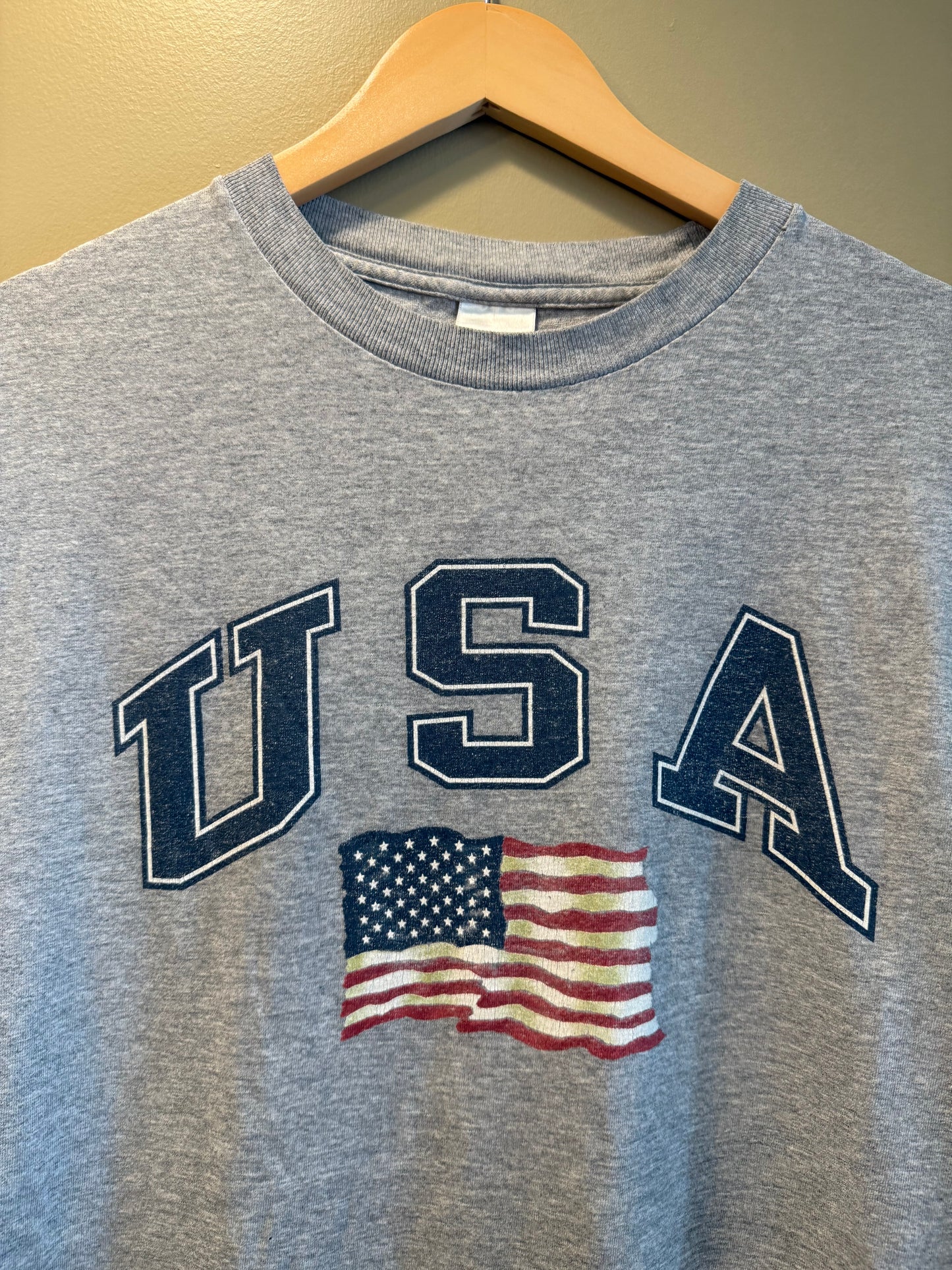 Vintage USA Flag Gray T-Shirt- XL
