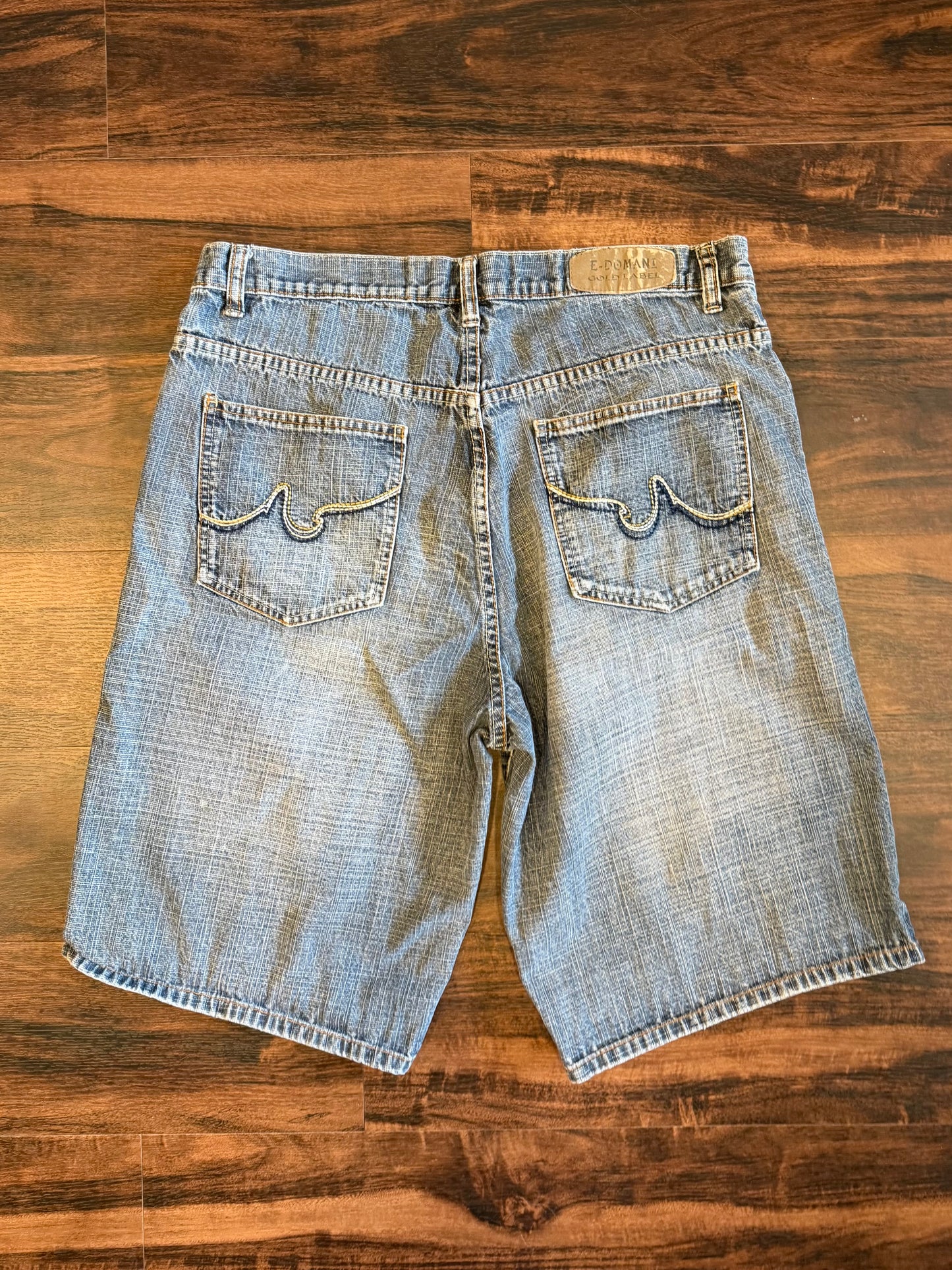 Vintage Eddie Domani Streetwear Embroidered Denim Jean Shorts- 36