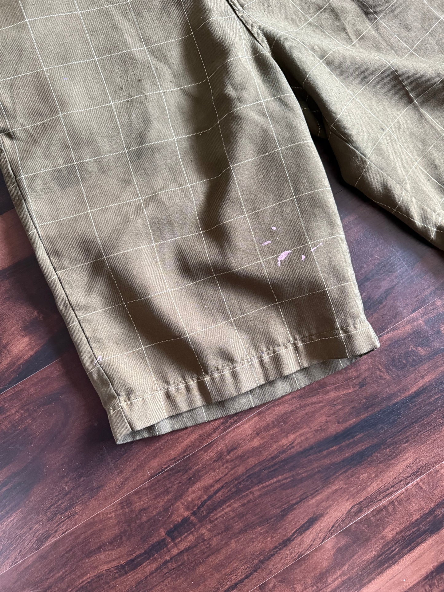 Vintage Billabong Green Checkered Cotton Shorts- 32