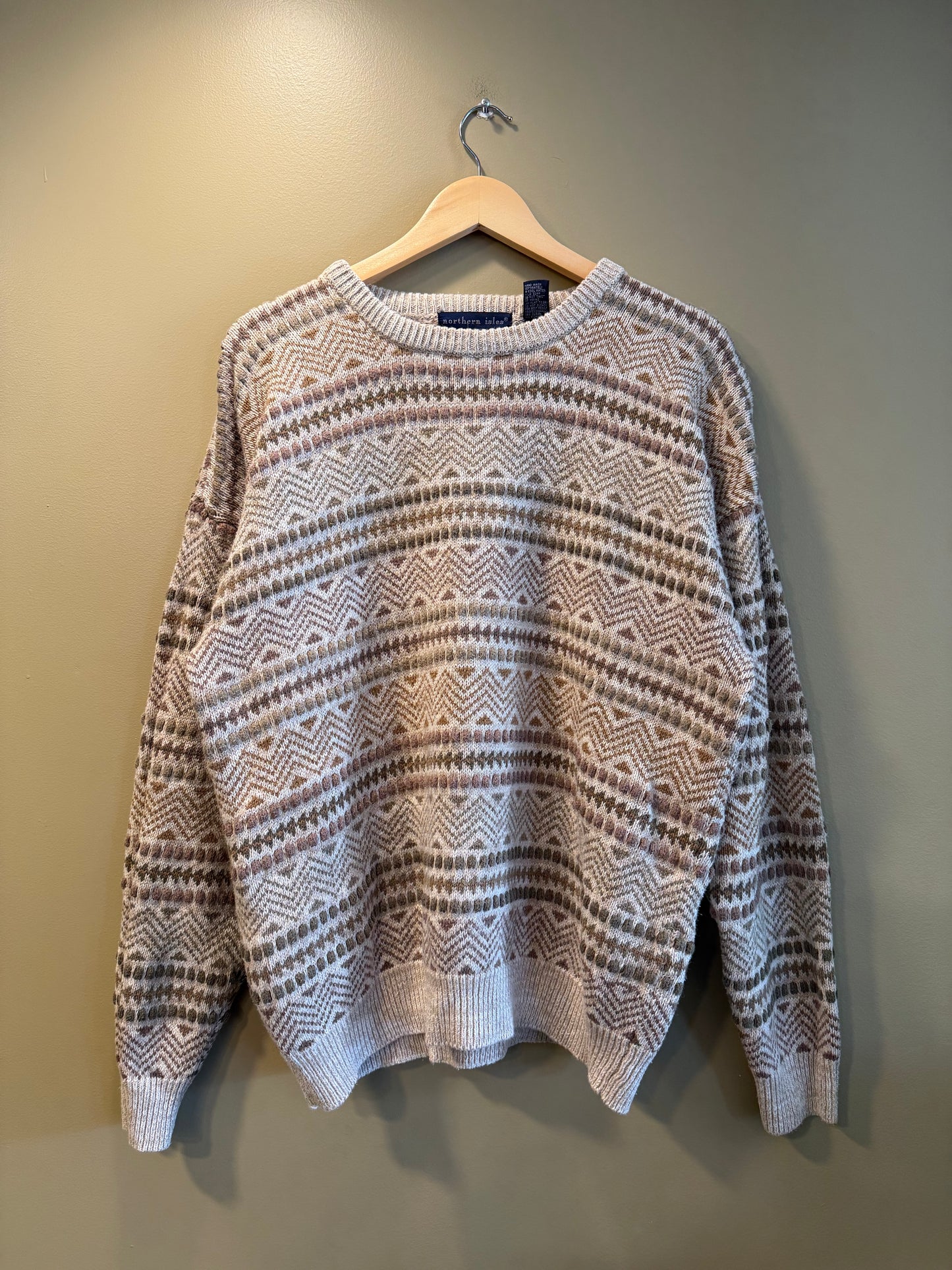Vintage Northern Isles Neutral Ramie Striped Knit Sweater- XL